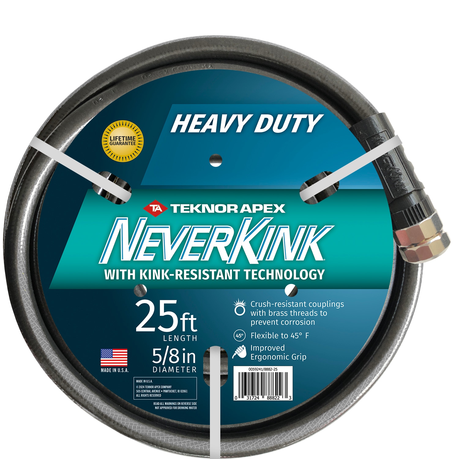 Teknor Apex 5/8-in x 25-ft Heavy-Duty Kink Free Vinyl Gray Coiled Hose | - NeverKink 8882-25