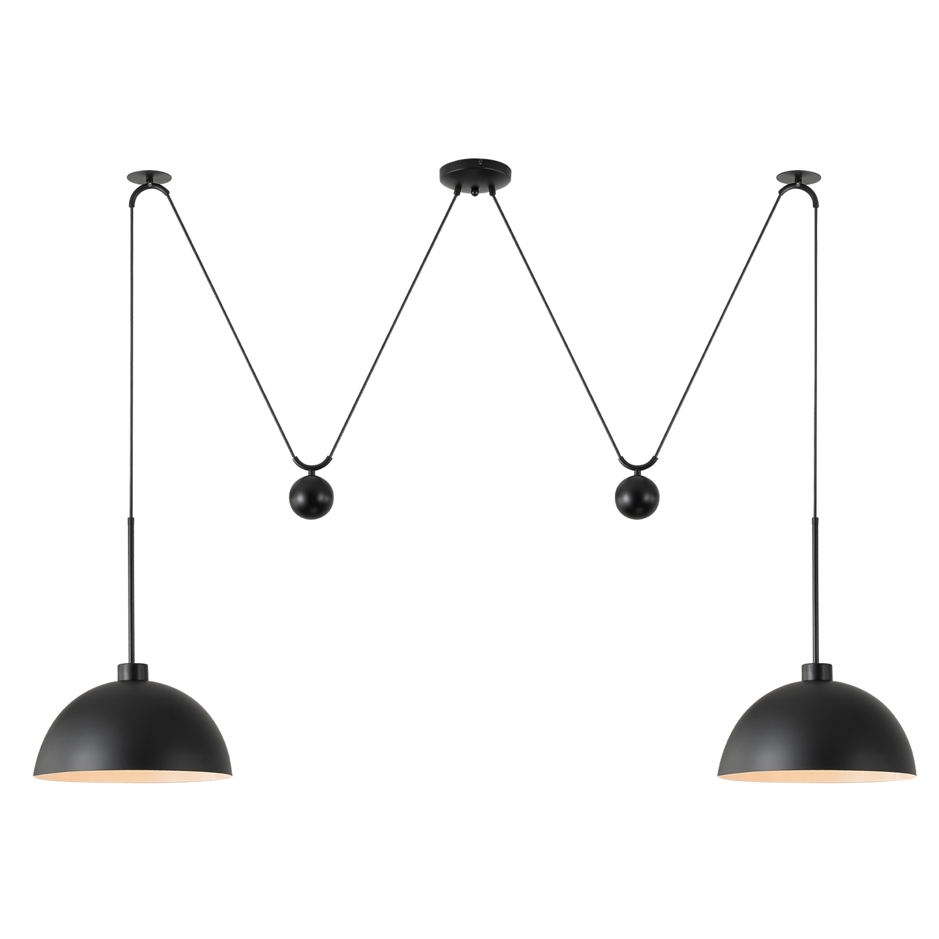 GoYeel ZP091BL02 2 -Light Matte Black Industrial Bowl Hanging Pendant light