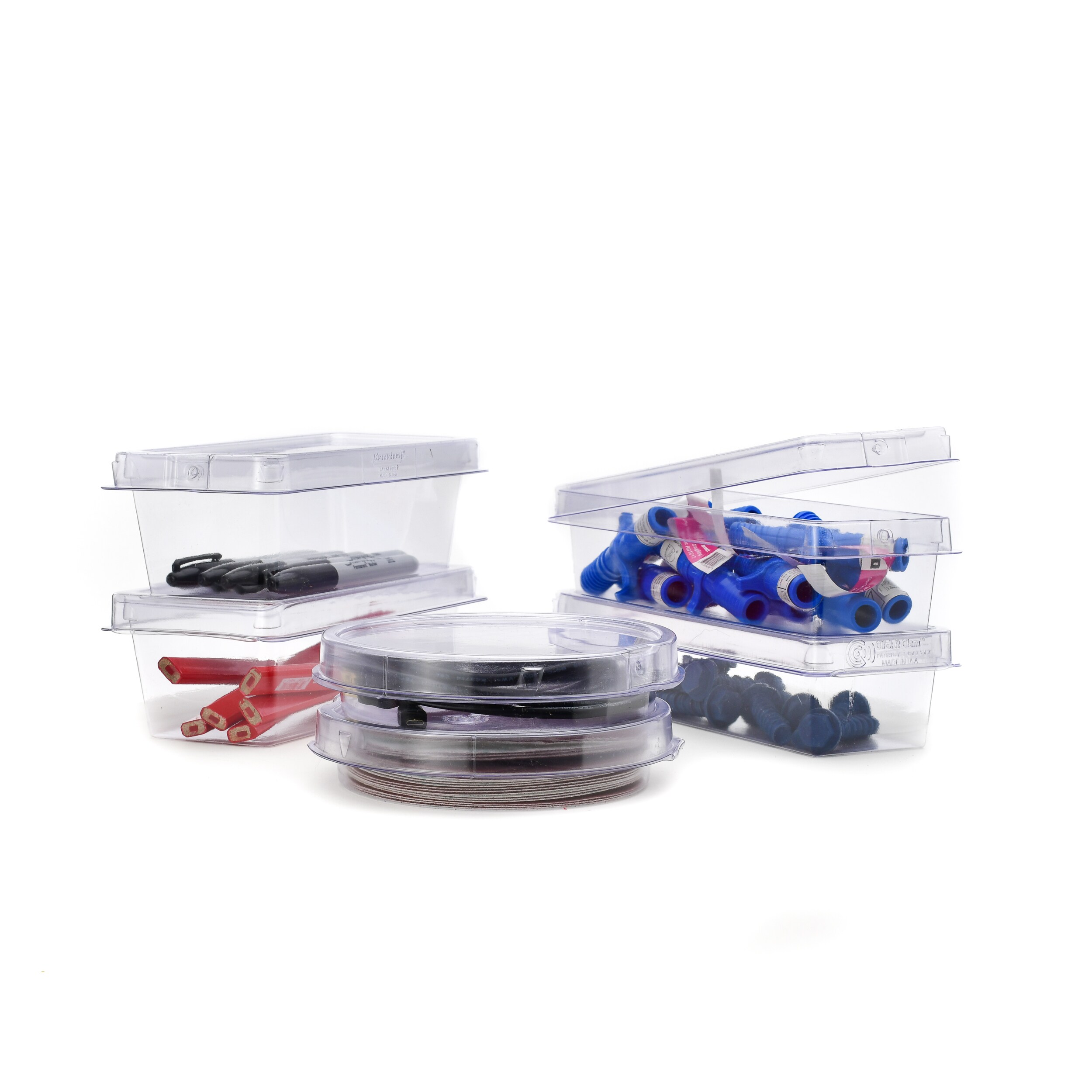 Clamtainer 80008 Large 9-in W x 9-in H x 9-in D Clear Plastic Stackable Bin