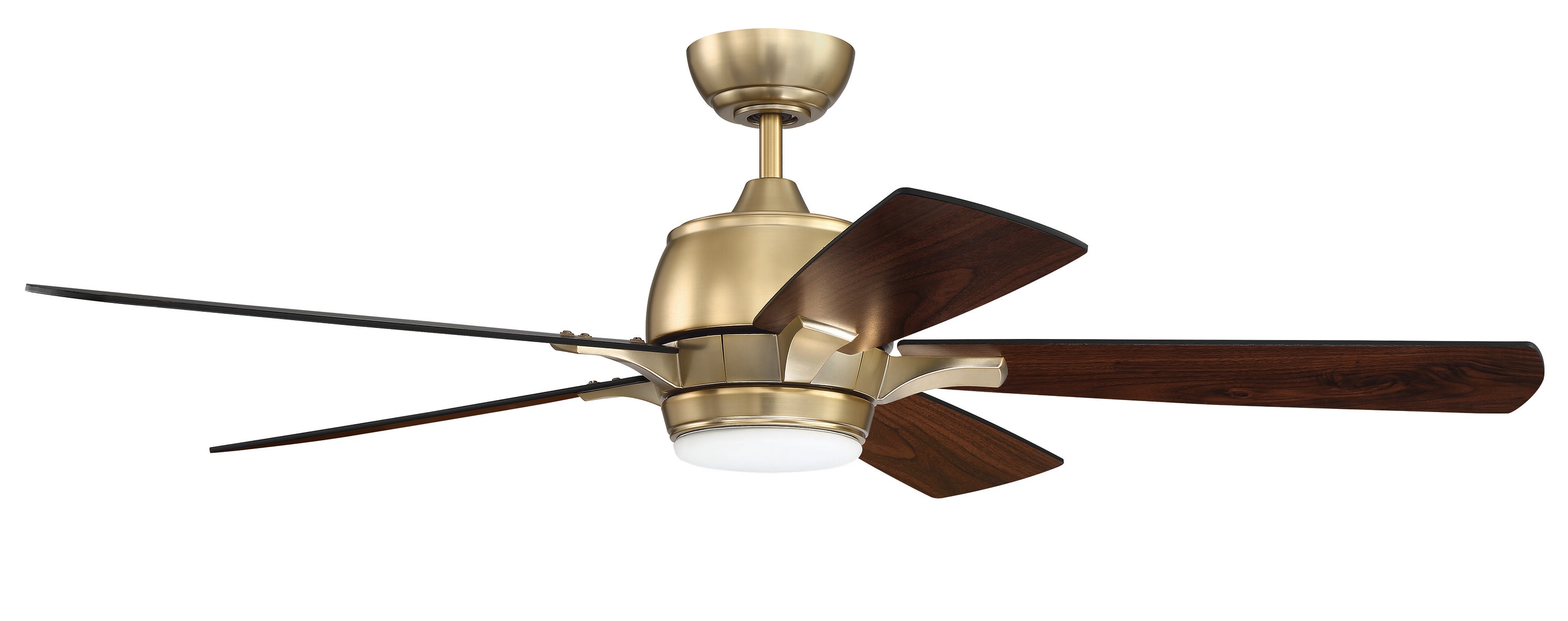 Craftmade STE52SB5 Stellar 52-in Integrated LED Satin Brass with Flat Black Blades Ceiling Fan With Light ( 5 -Blade )