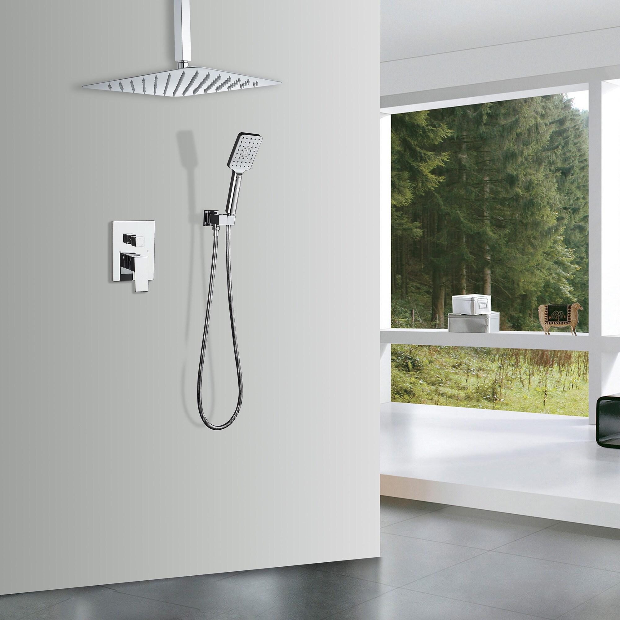 Mondawe Chrome Built-In Shower Faucet System with 2-way Diverter ...