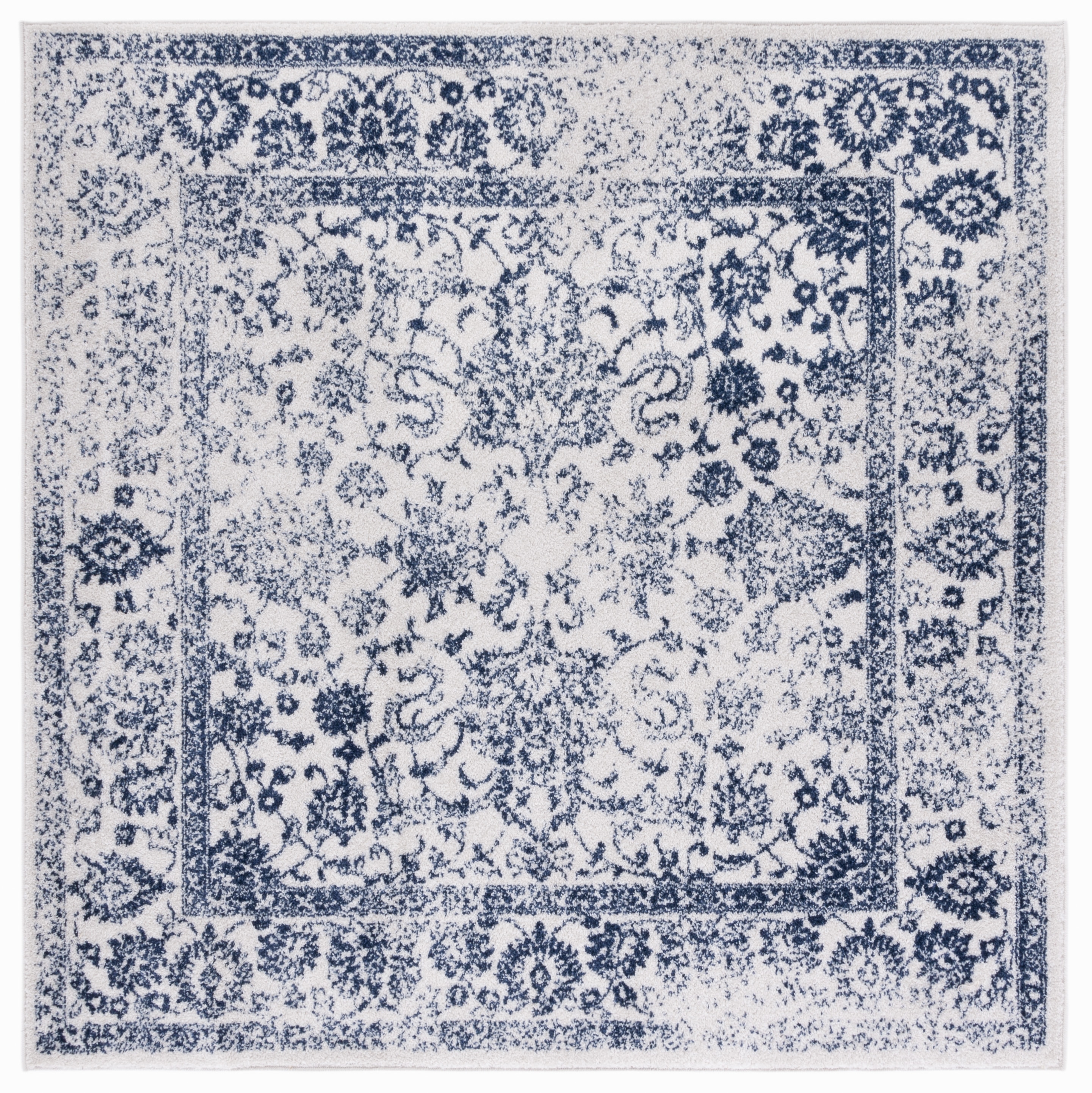 Safavieh ADR109M-6SQ Adirondack 6 x 6 (ft) Loomed Polypropylene Ivory/Navy Square Indoor Floral/Botanical Vintage Area rug