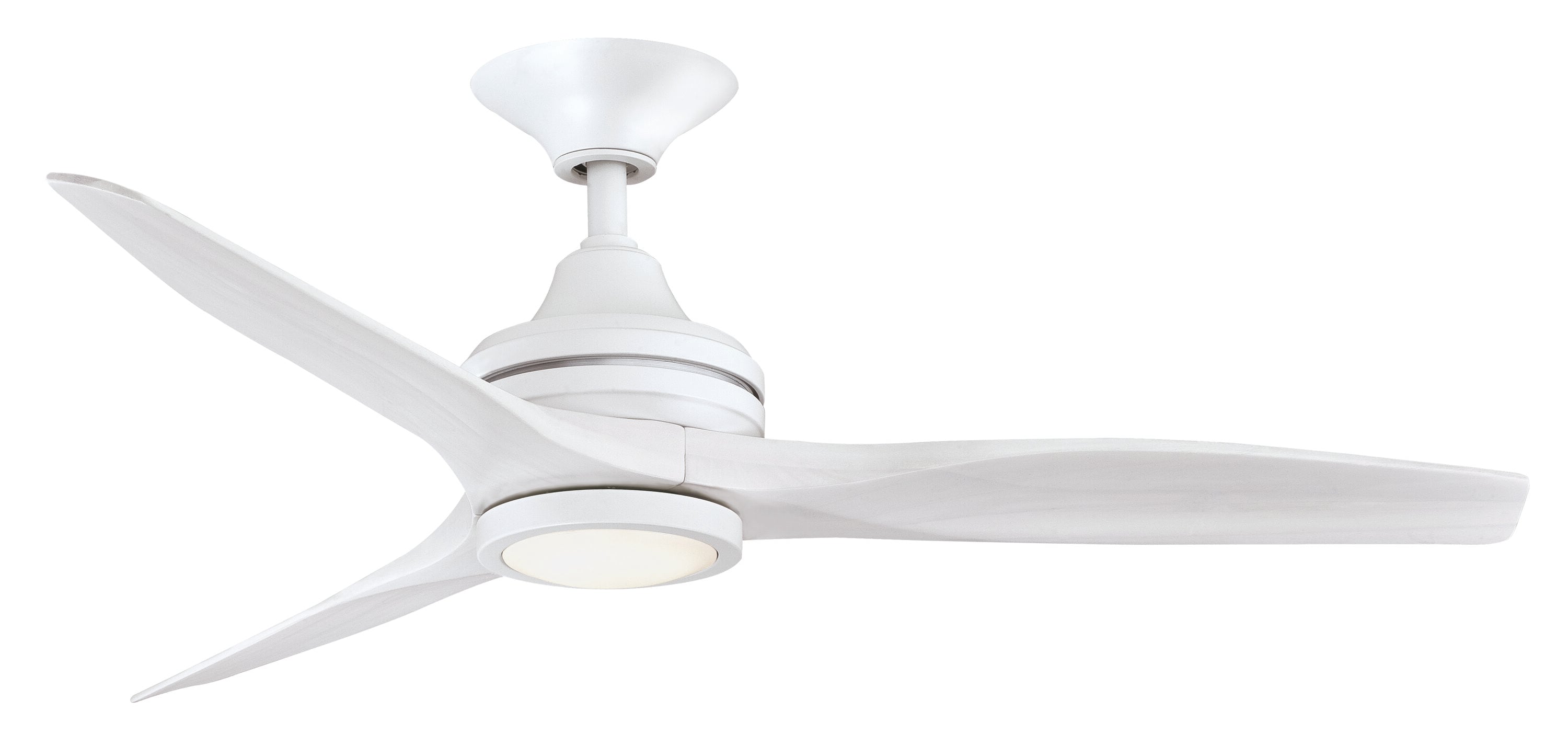 Fanimation FP6721BMW-48WW-LK Spitfire 48-in Integrated LED Outdoor Matte White with Washed White Blades Propeller Ceiling Fan With Light - Remote Included ( 3 -Blade )