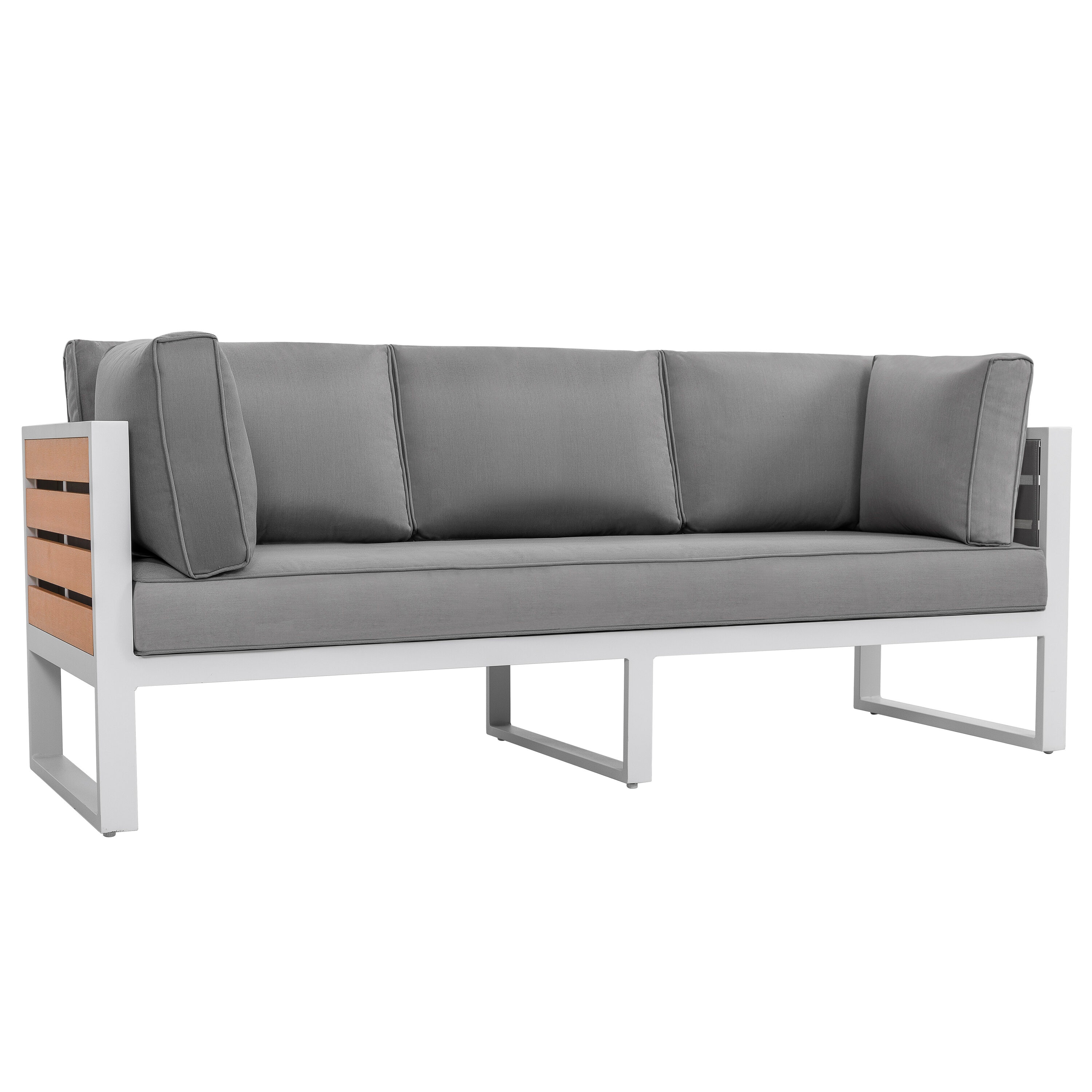 Nuu Garden ASS001-01 Patio 3-seat Sofa Outdoor Sofa with Gray Cushions and Aluminum Frame