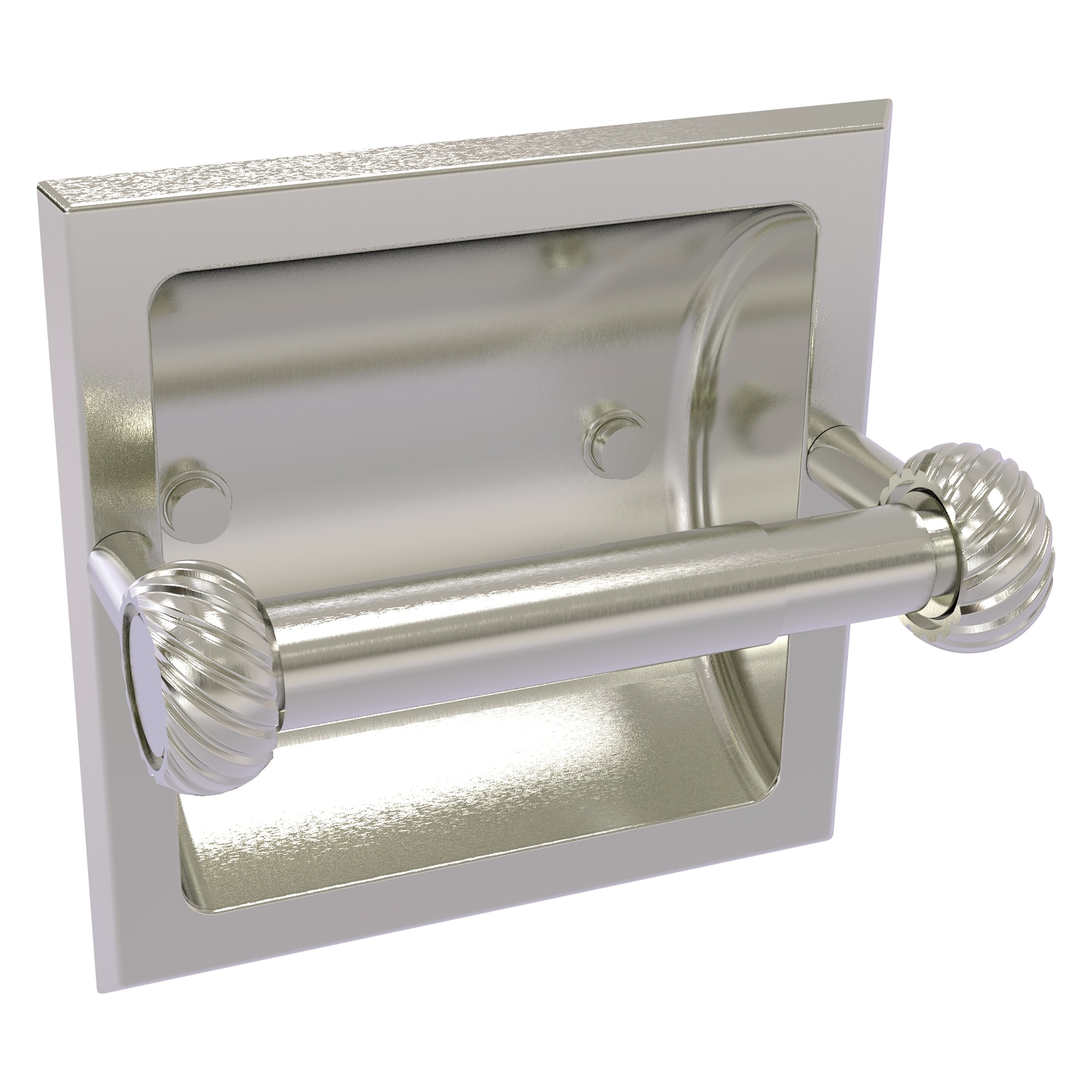 Allied Brass 2024-CT-SN Continental Satin Nickel Recessed Double post Toilet Paper Holder 1 -Rolls with Storage