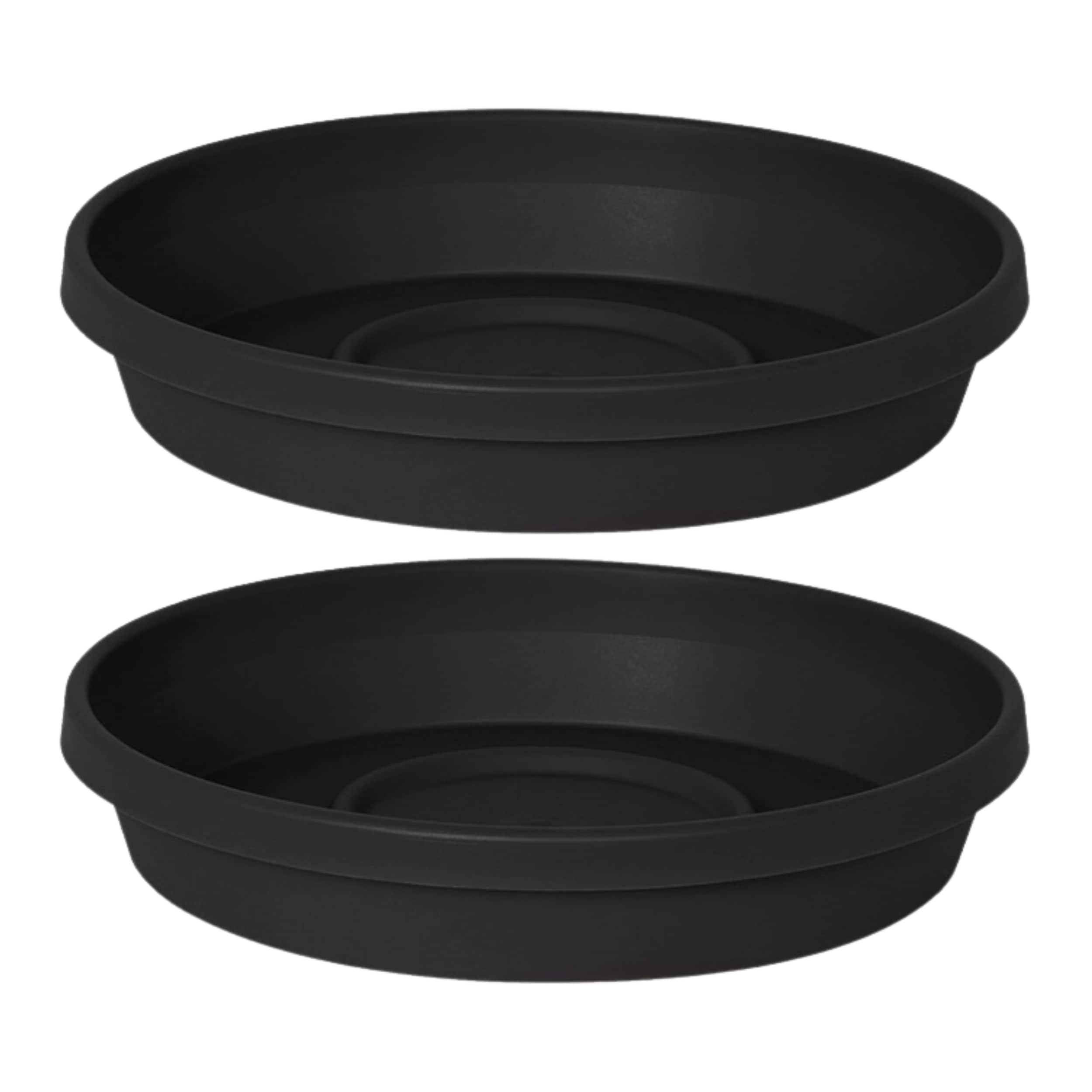 Bloem -  Terra Plastic Saucer Tray for 24-in Terra Planters - Black - 2-Pack