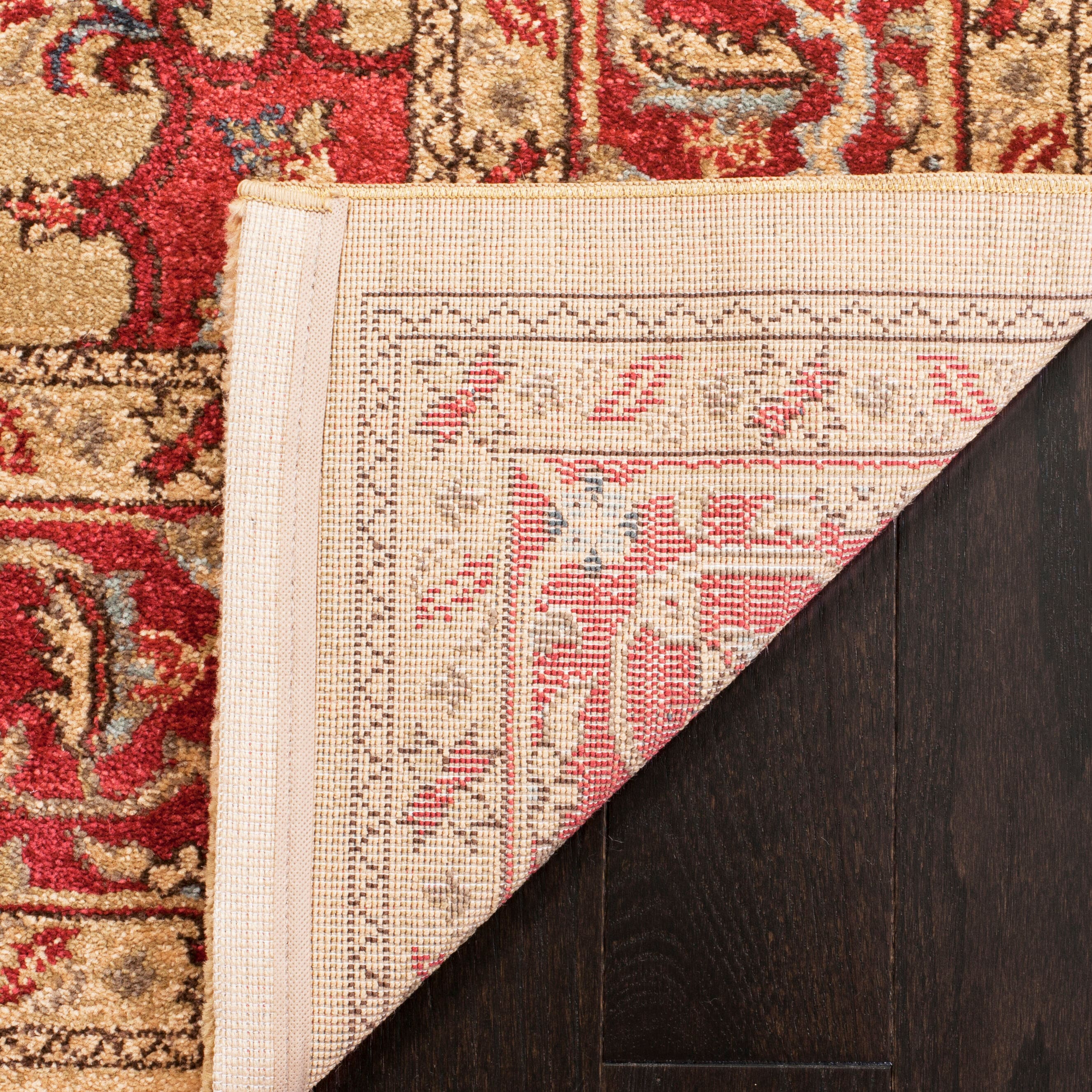 Elegant Red & Natural Synthetic 2'2" x 12' Hand-Knotted Runner Rug