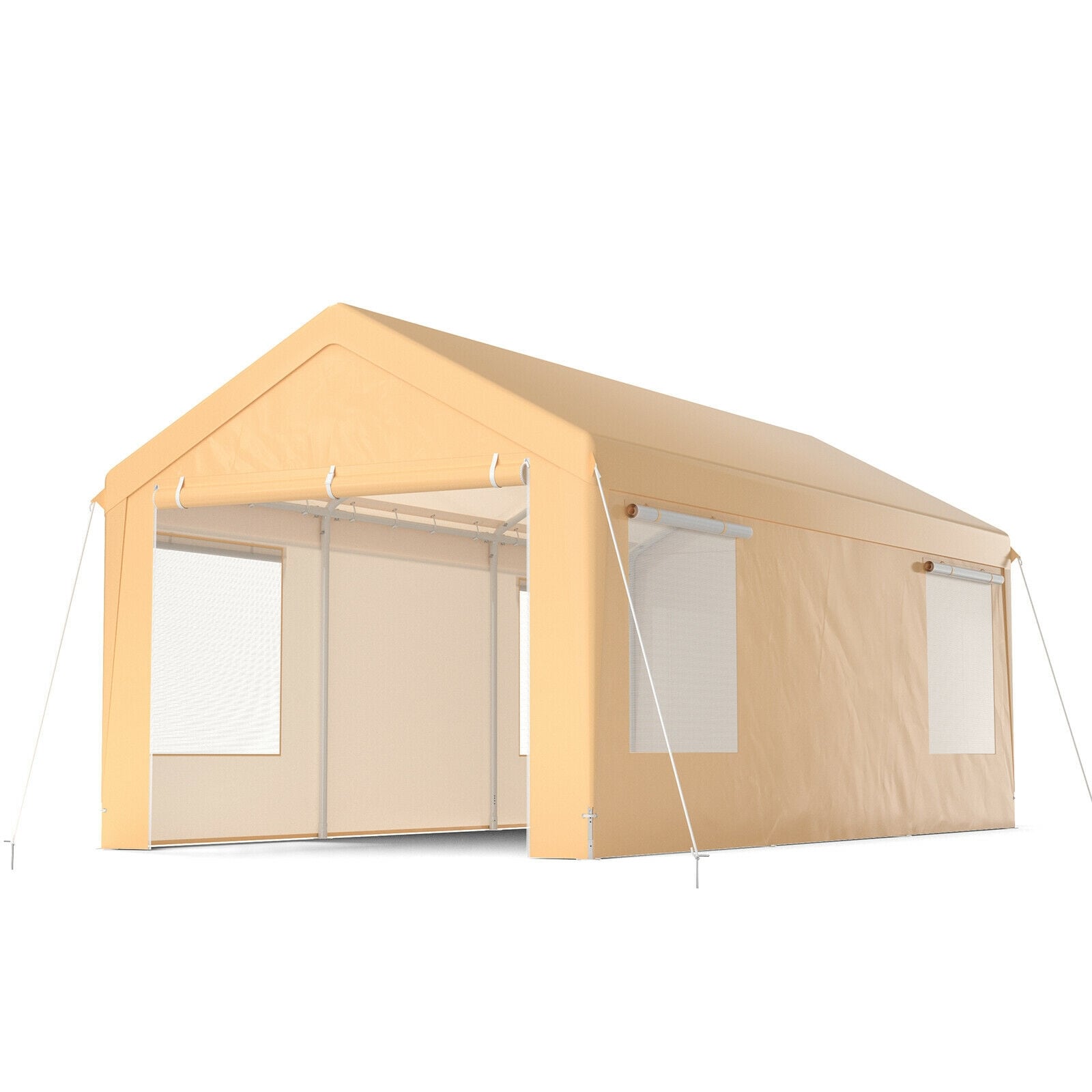 WELLFOR ORS465S00001 7.9-Feet W x 20-Feet L x 9.2-Feet H Yellow Metal Carport with Polycarbonate Roof