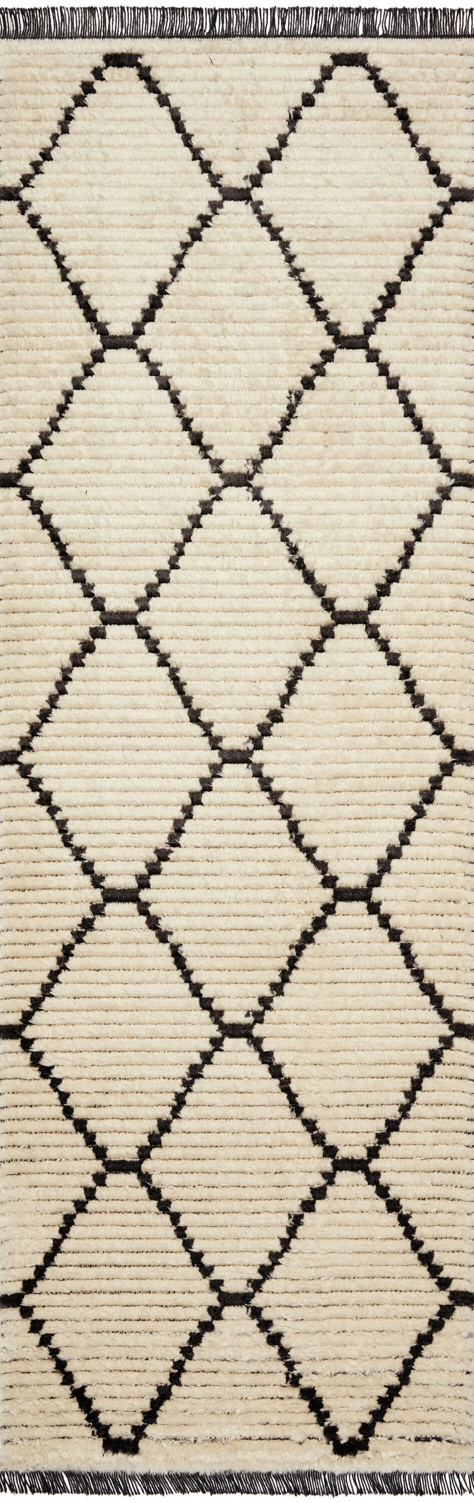 Chris Loves Julia x Loloi ALICALI-04CRCC2780 Alice 3 x 8 (ft) Loomed Polyester Cream / Charcoal Rectangular Indoor Geometric Runner rug
