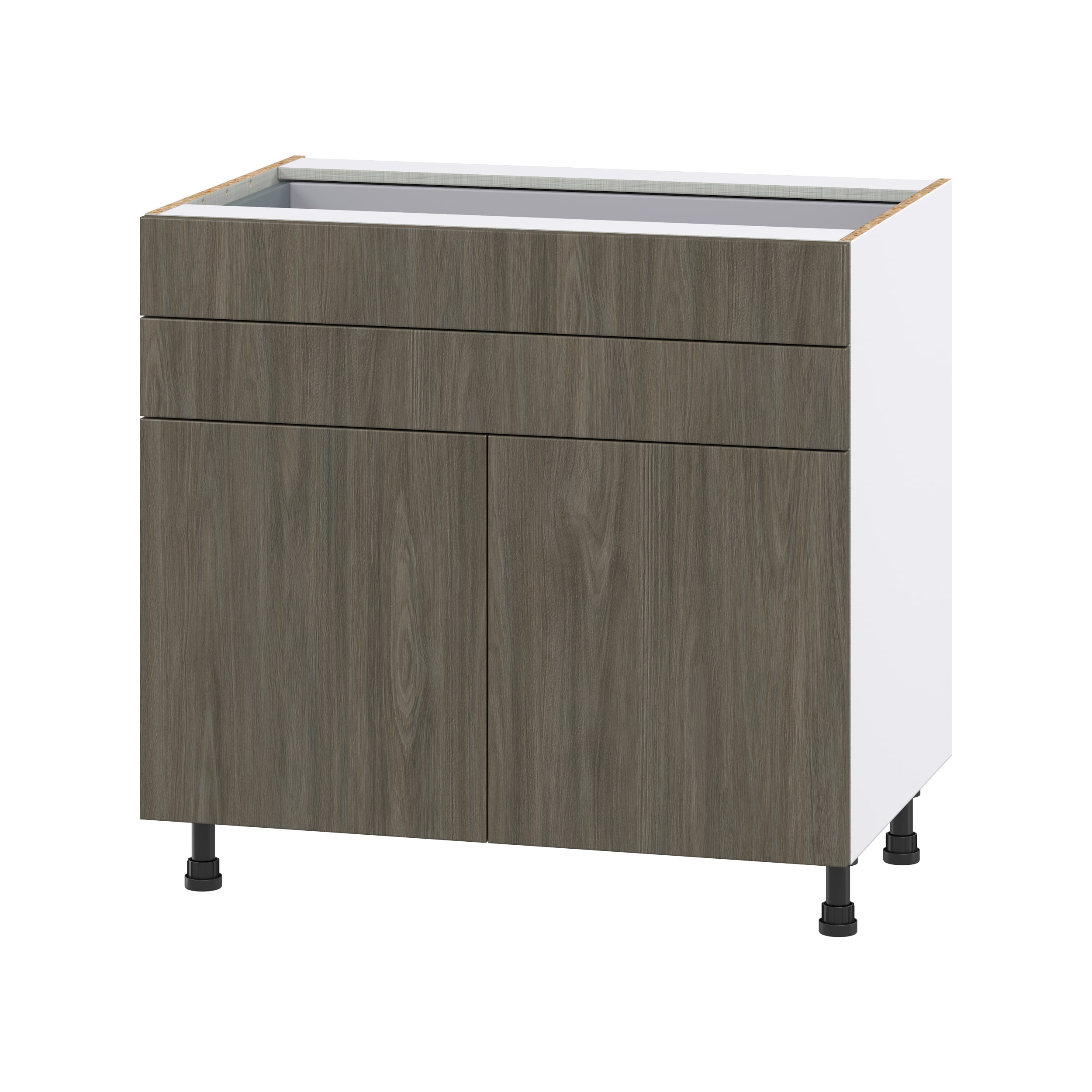 Hugo&Borg Savane 15-in W x 34.5-in H x 24-in D Textmel 2-Drawer Base Fully Assembled Cabinet (Flat Panel Style)