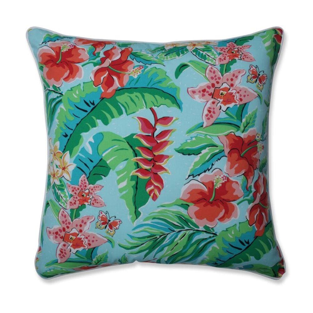 Pillow Perfect Tropical Paradise 24-1/2-in x 24-1/2-in Green Indoor ...