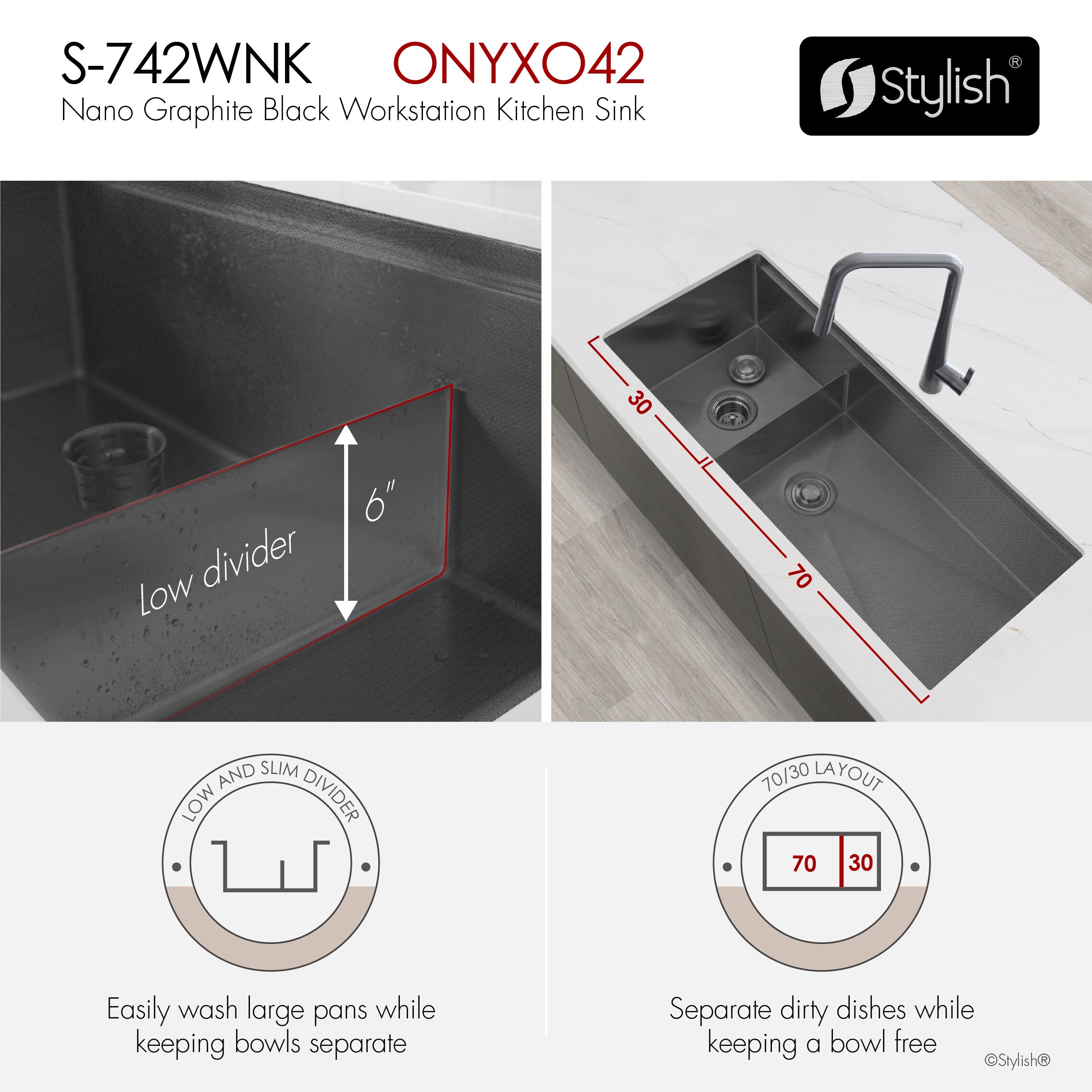 Stylish S-742WNK Kitchen-Sinks - View #11