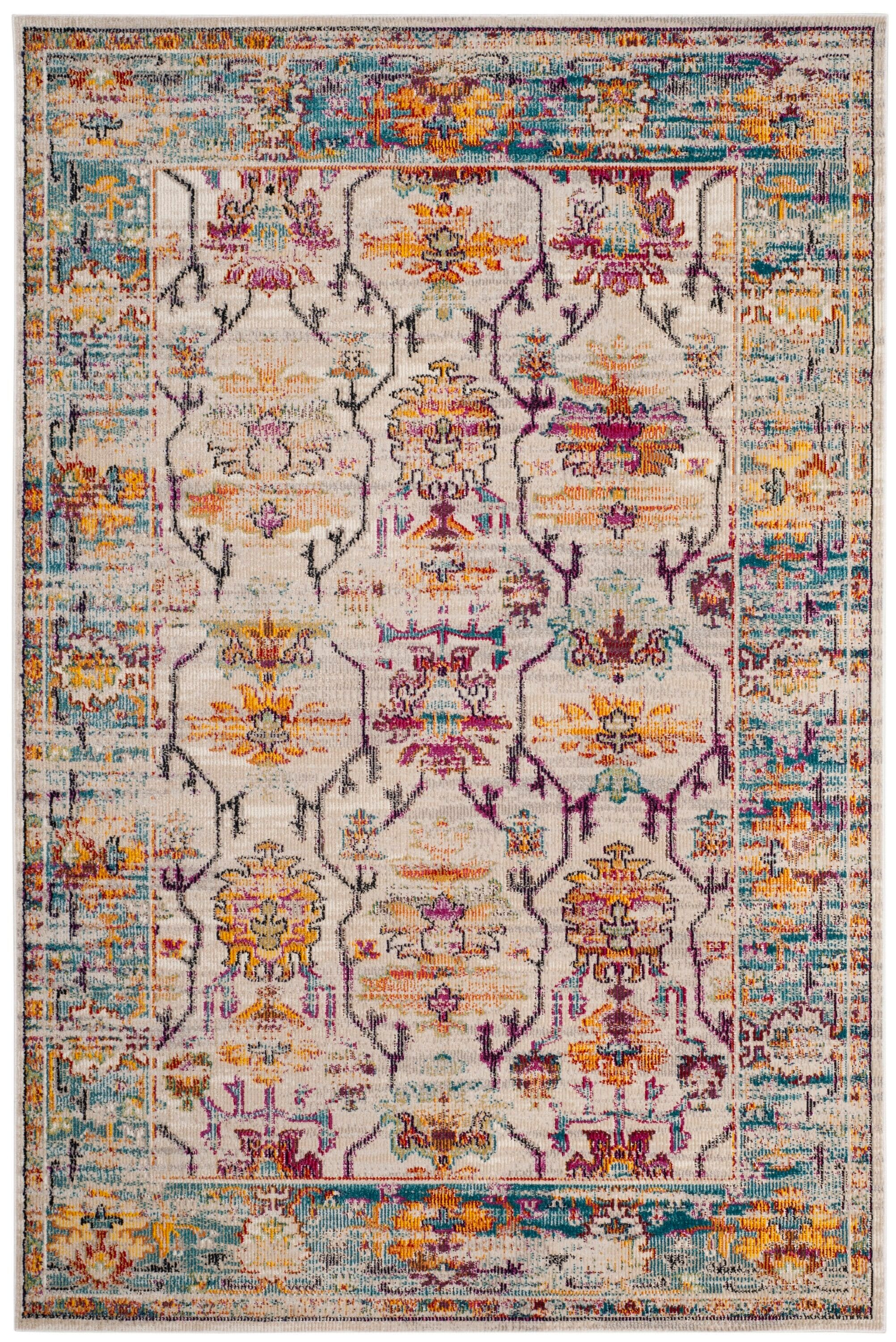 Safavieh Crystal Thomas 3 x 5 Cream/Teal Indoor Distressed/Overdyed Vintage Throw Rug