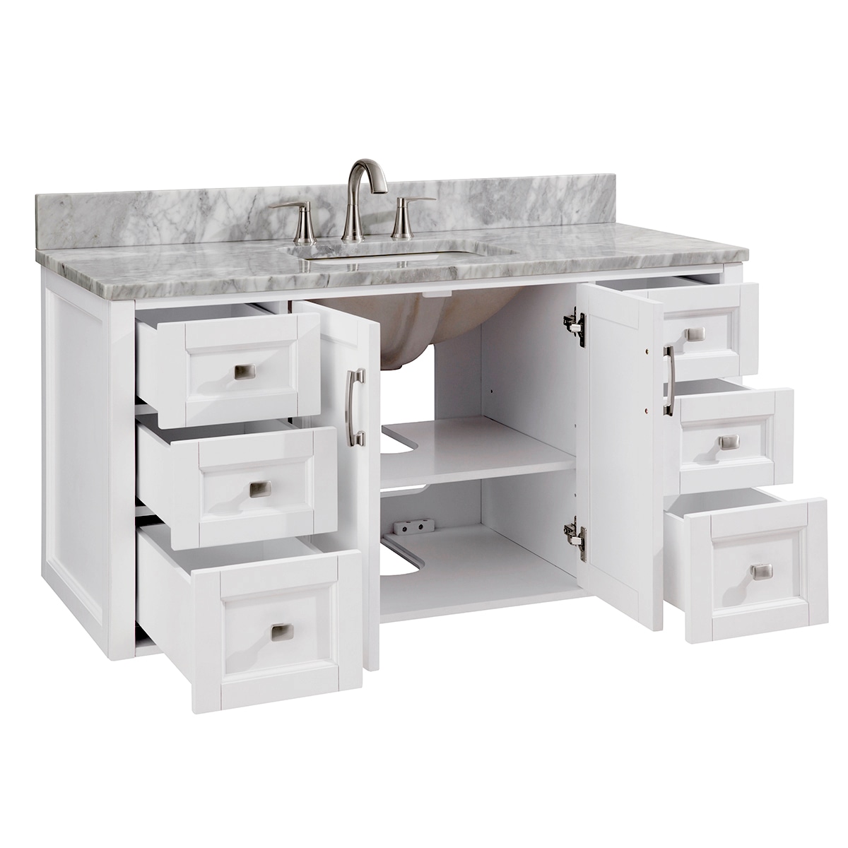 American Imaginations 48-in. W Floor Mount White Vanity Set for 1 Hole Drilling