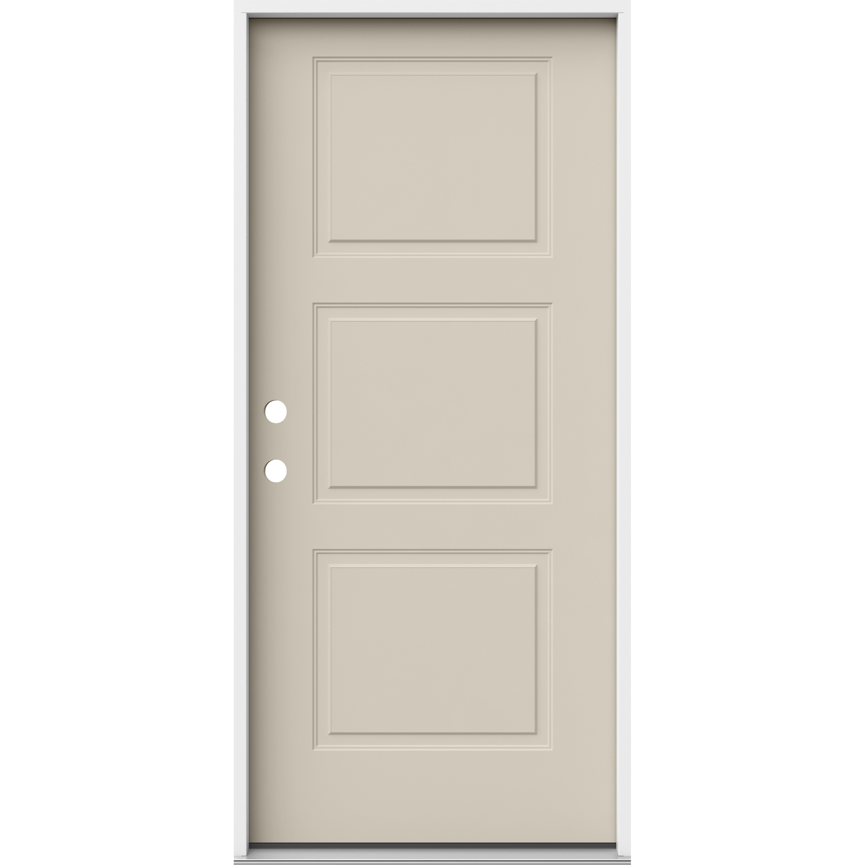 JELD-WEN LOWOLJW250200002 36-in x 80-in x 4-9/16-in Steel No glass Right-hand inswing Primed Prehung Front Door Insulating core