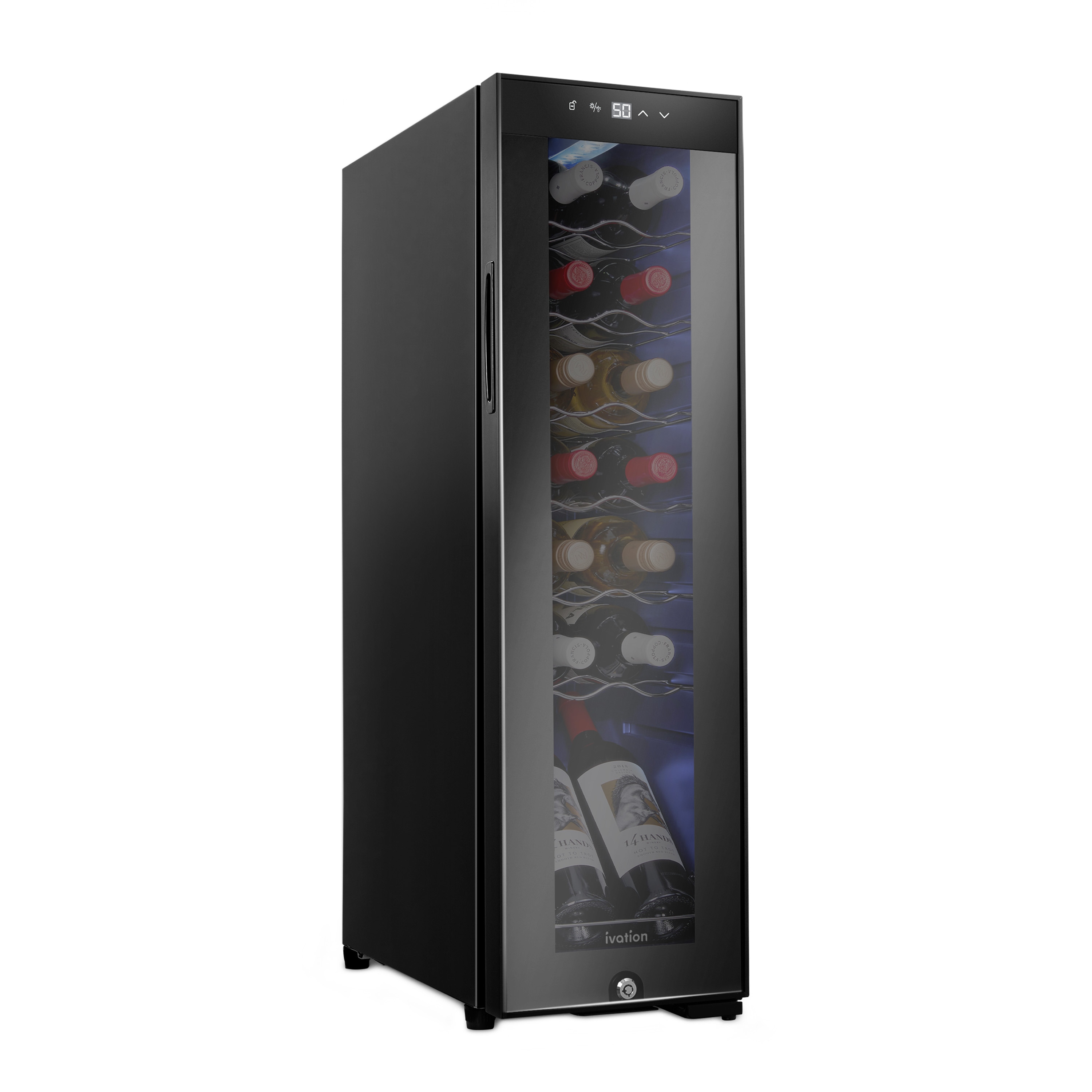 Ivation IVFWCC142LB 9.9-Inches W 14 -Bottles Black Freestanding Indoor Wine Cooler