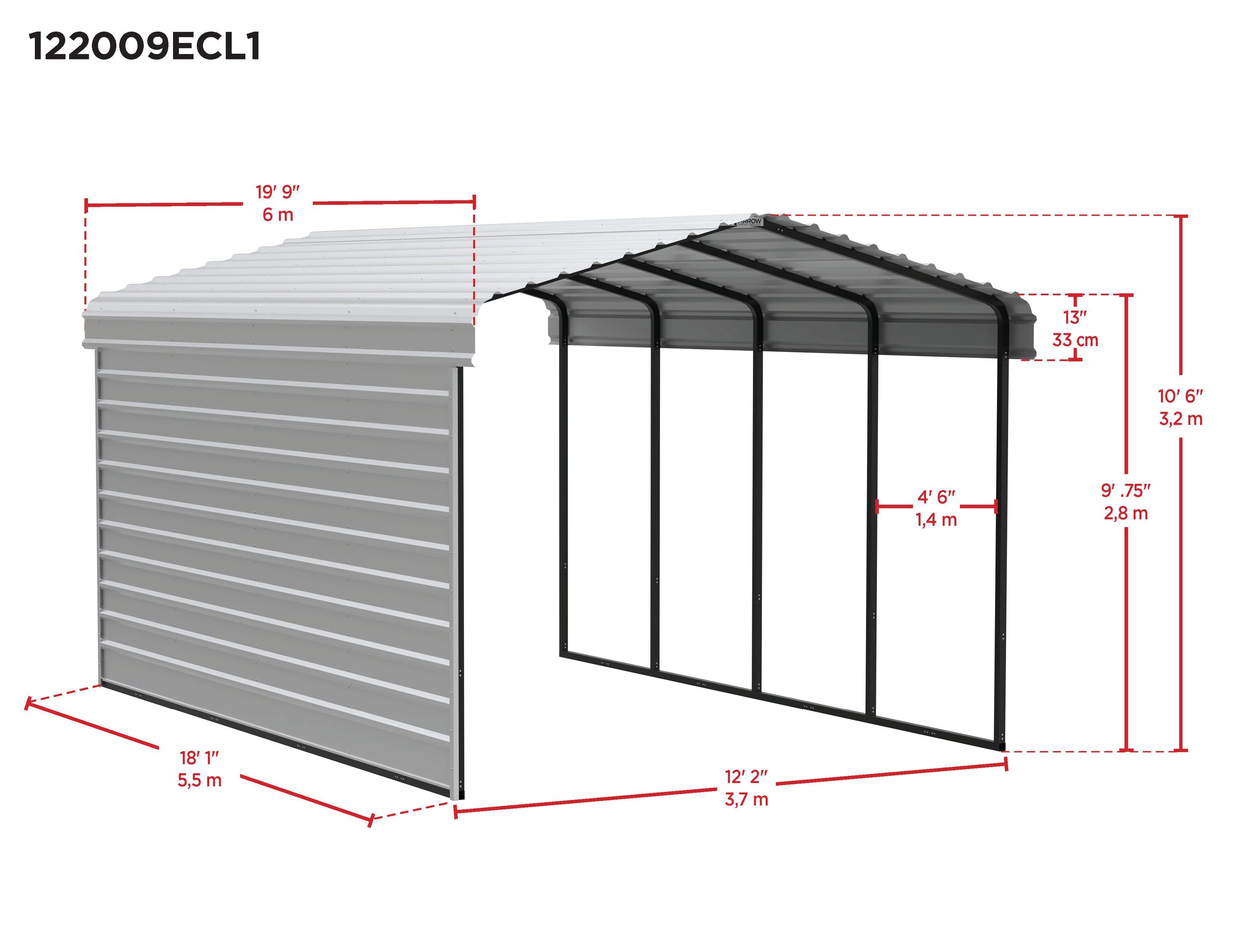Arrow CPHC122009ECL1 Carport-Covers - View #2
