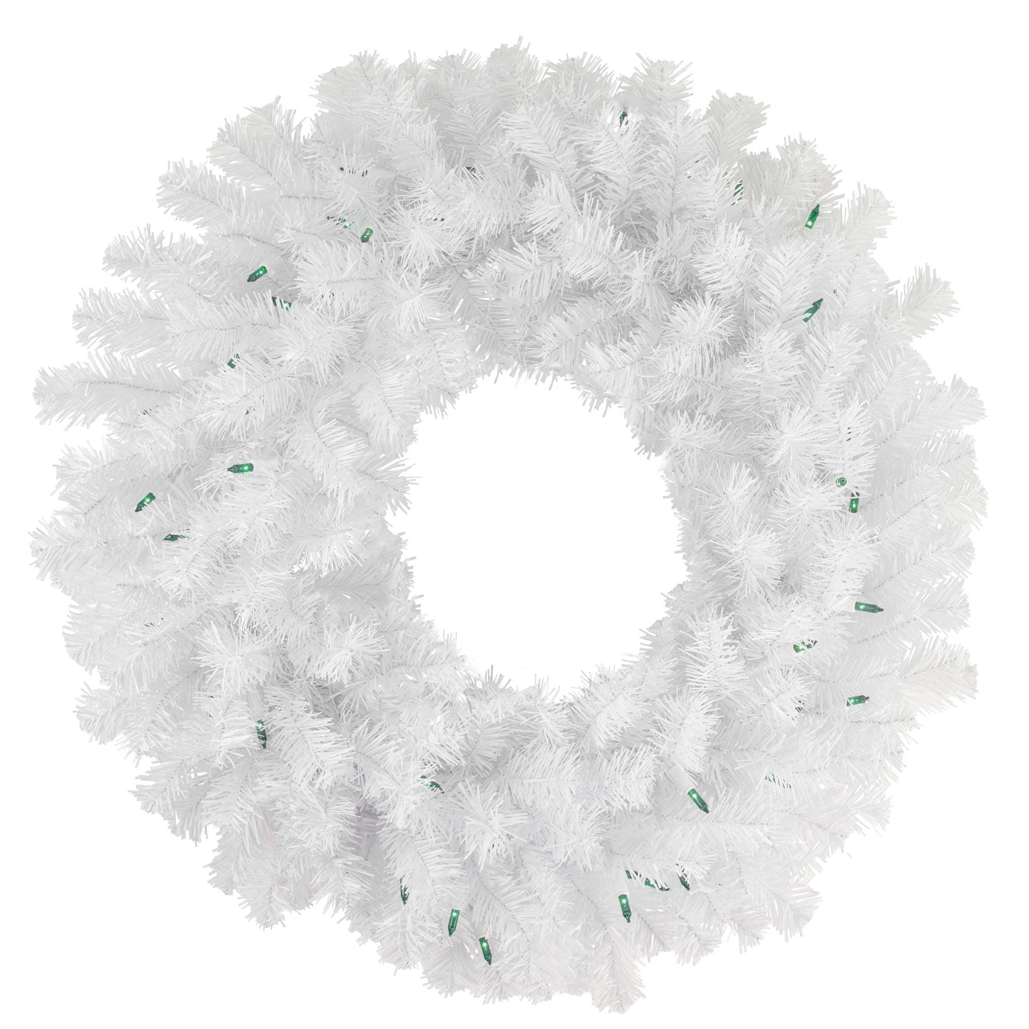 Northlight Pre-Lit Geneva Spruce Artificial Christmas Wreath - 24 inch - White - Green Lights