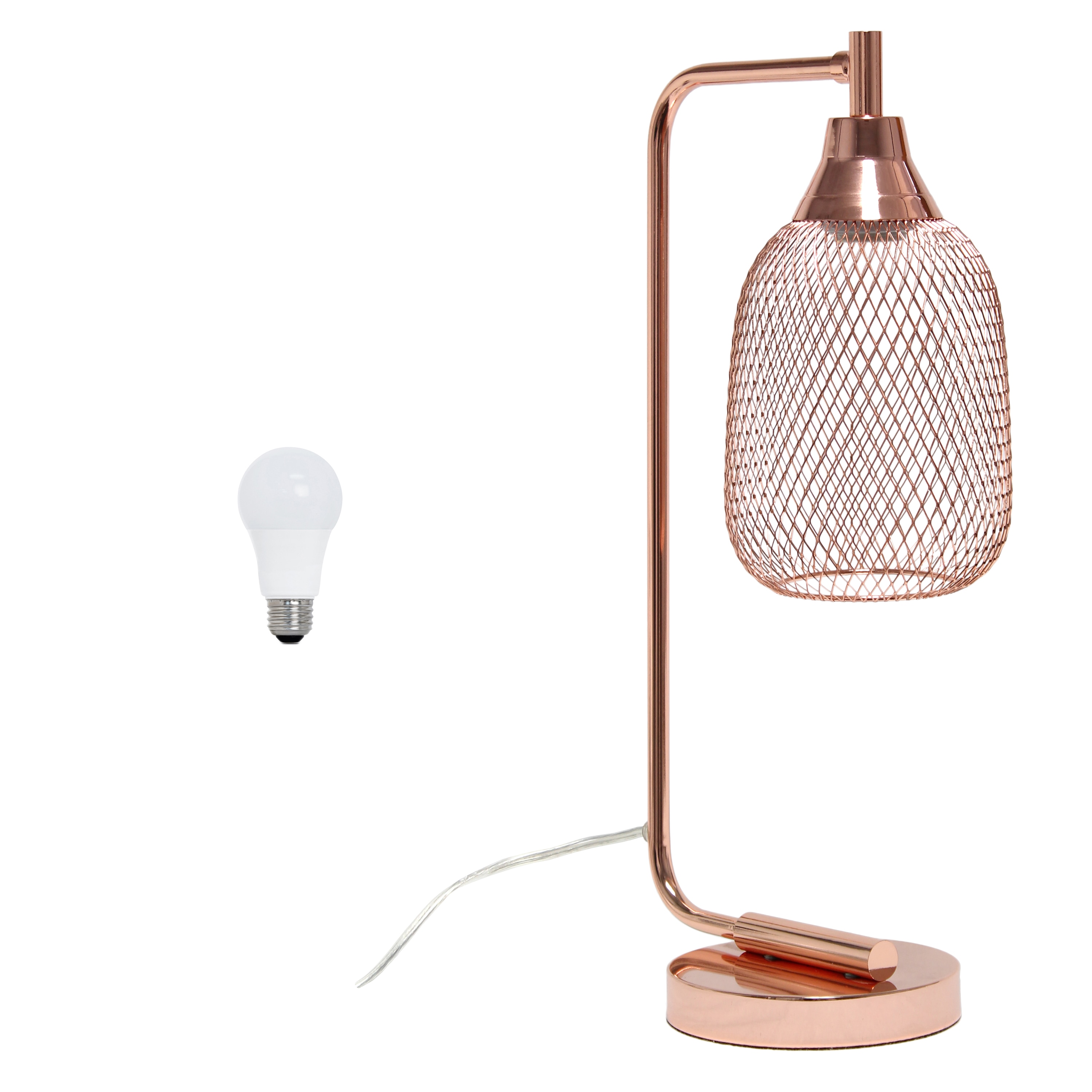 Elegant Designs LD1060-RGD-LB 19-in Rose Gold Standard Desk Lamp with Metal Shade