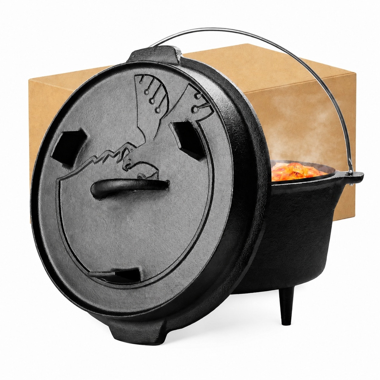 DHMHD Pre Seasoned Cast Iron Dutch Oven with Lid and Lid Lifter 6 Quart Pot and Skillet for Camping Cooking BBQ Baking durable home and garden #LDH0818X180