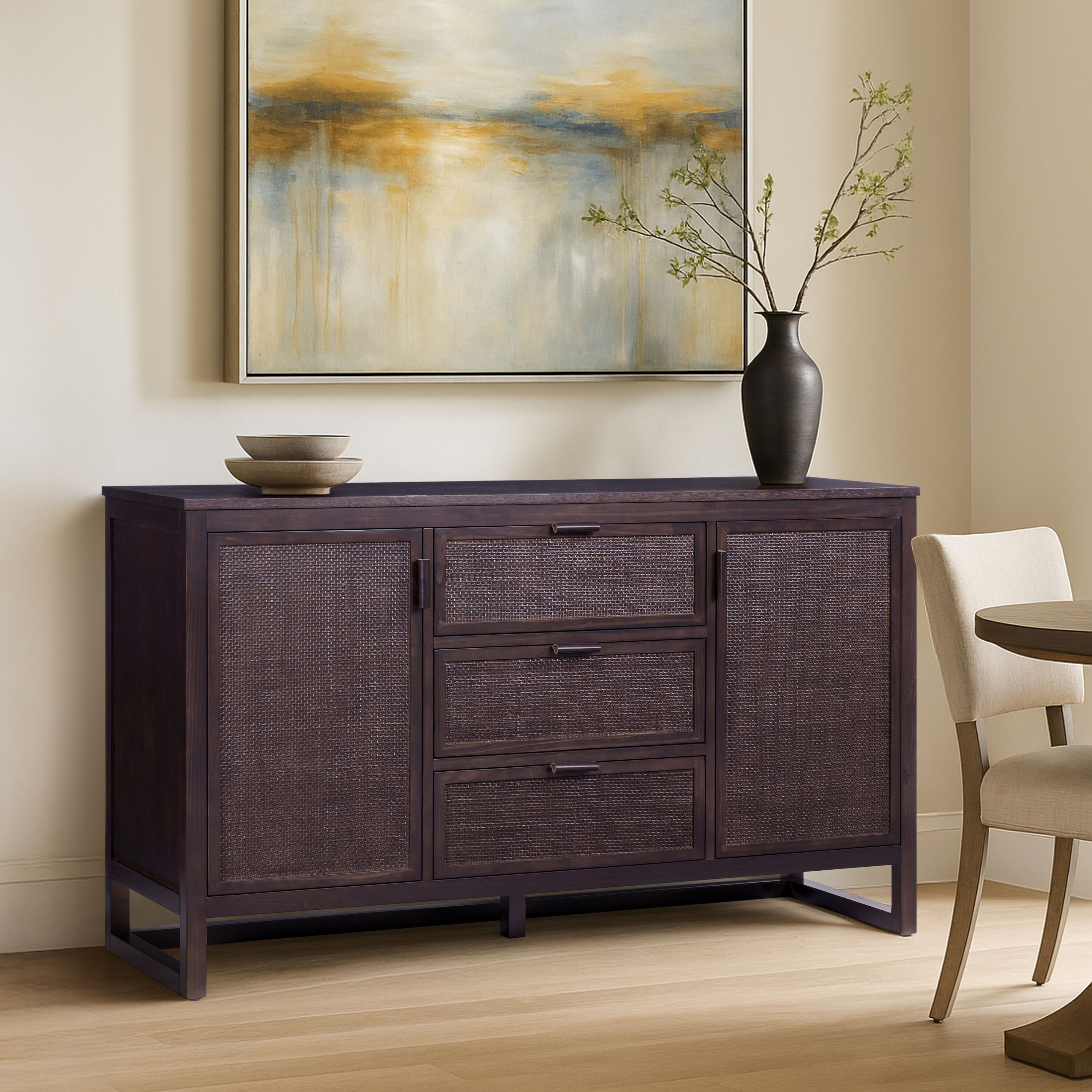 Teamson Home THF5025BK Contemporary/Modern Espresso Pine Sideboard