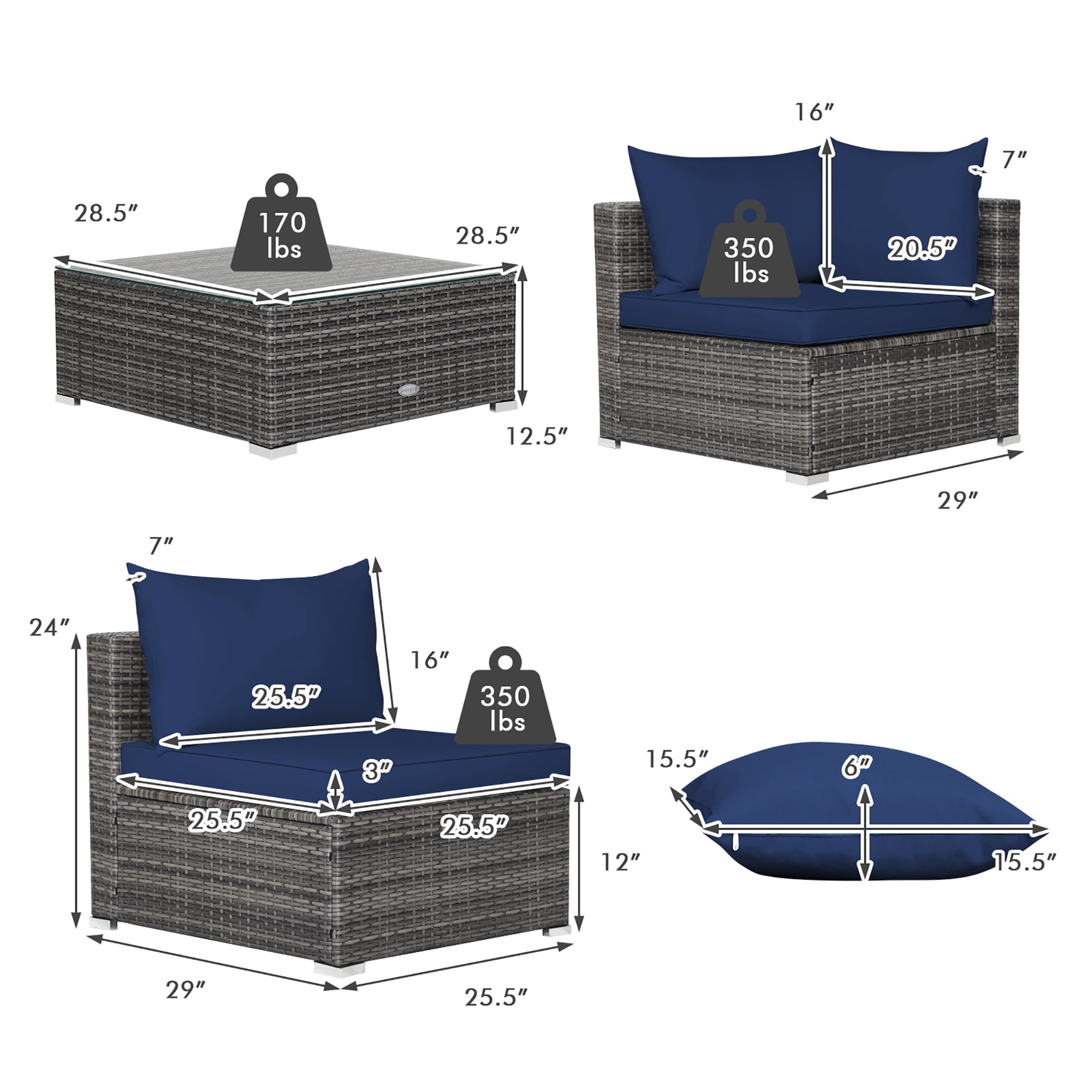 Costway HW70439NY+ Patio-Conversation-Sets - View #5