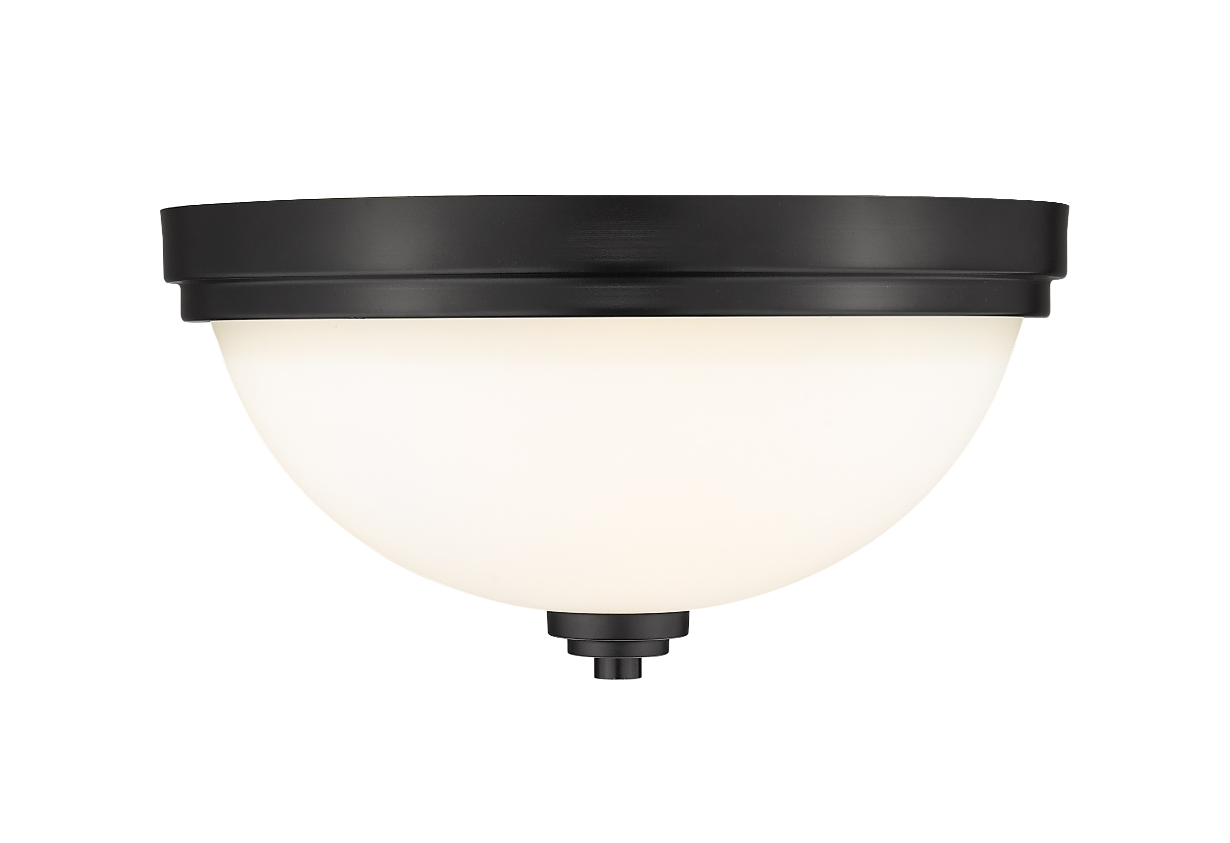 Ashton Matte Black 2-Light Flush Mount with Opal Glass Shade