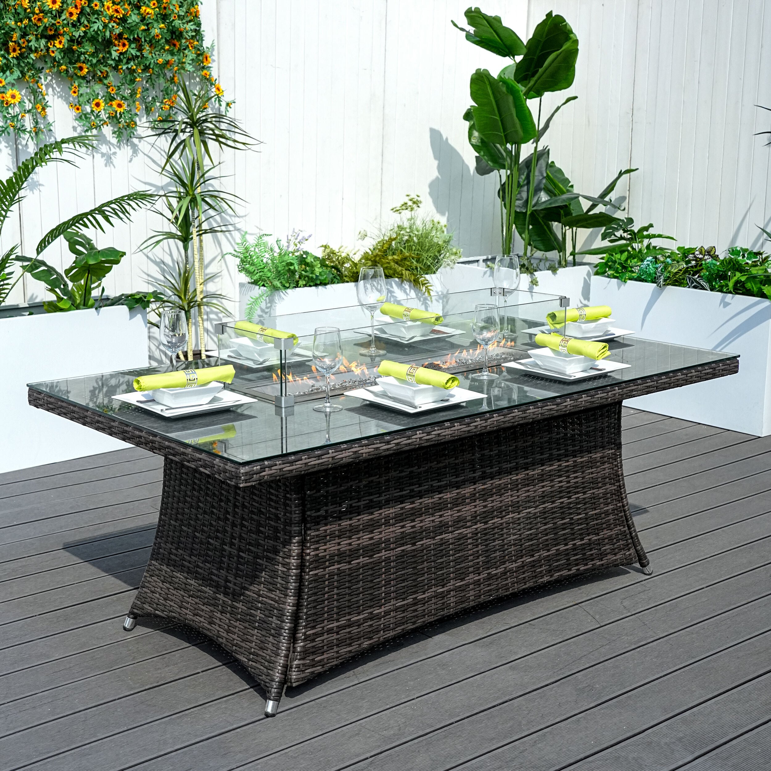 Moda Furnishings CMAG-1106R-TABLE Fire Rectangle Outdoor Dining Table 39.4-in W x 70.8-in L