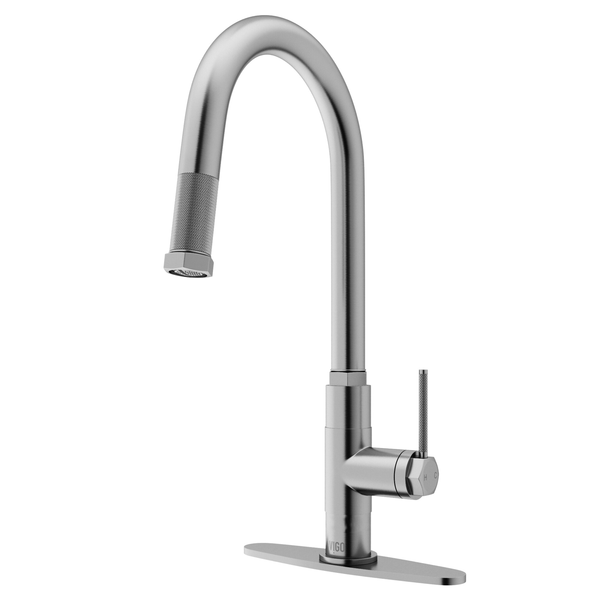 VIGO VG02035STK1 Hart Stainless Steel Single Handle Deck-mount Pull-down Kitchen Faucet ( Deck Plate Included )