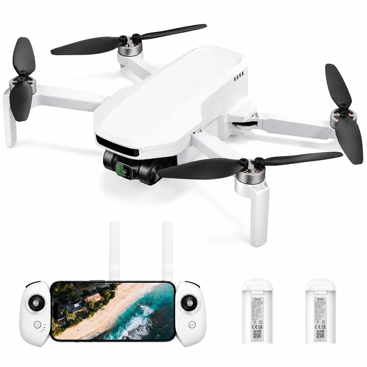 Phyfalip  Atom LT GPS Drone Lightweight Foldable Design Two power cells Eighty Minutes Flight Time Two Point Five K Camera Four Kilometer FPV