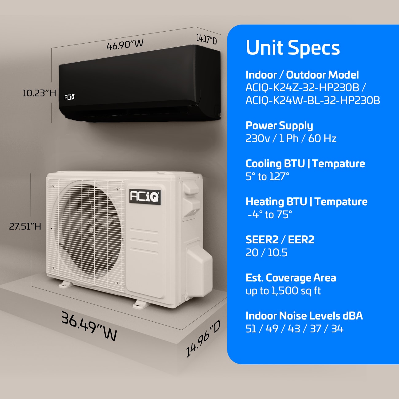 ACiQ Essentials 1 zone 24000-BTU Ductless Mini Split Air Conditioner Heat Pump Included with 230-Volt Sansujyuku sansujyuku.com