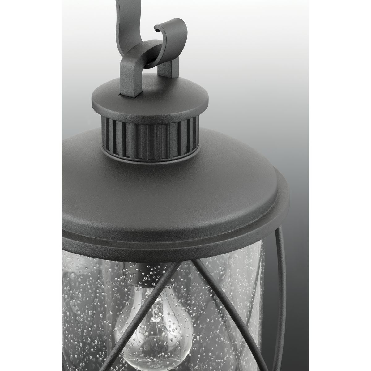 Black Glass Farmhouse Indoor/Outdoor Hanging Lantern, 10" x 20.25"