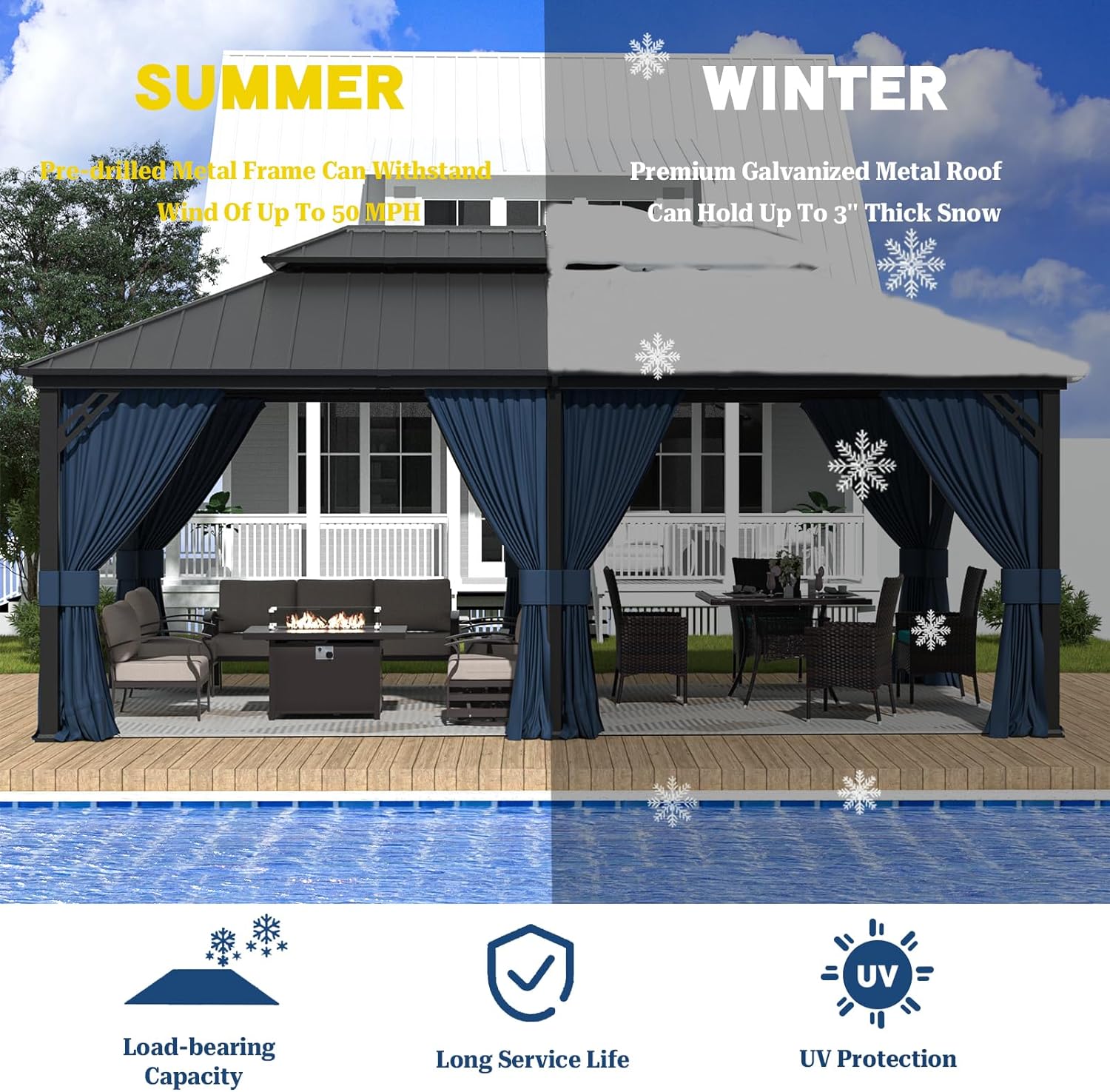 ALAULM LS-1220GAZBEO-NAVY Wood-Resin-Gazebos - View #7