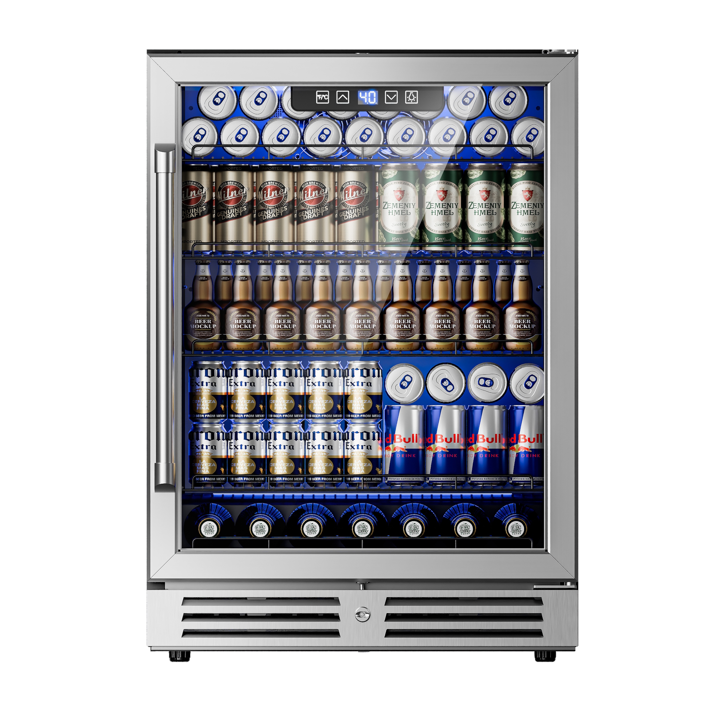 IUDommy 23.4 in. W 180 Cans Built-in/Freestanding Beverage Refrigerator Cooler Fridge with Reversible Door Silver Sansujyuku sansujyuku.com