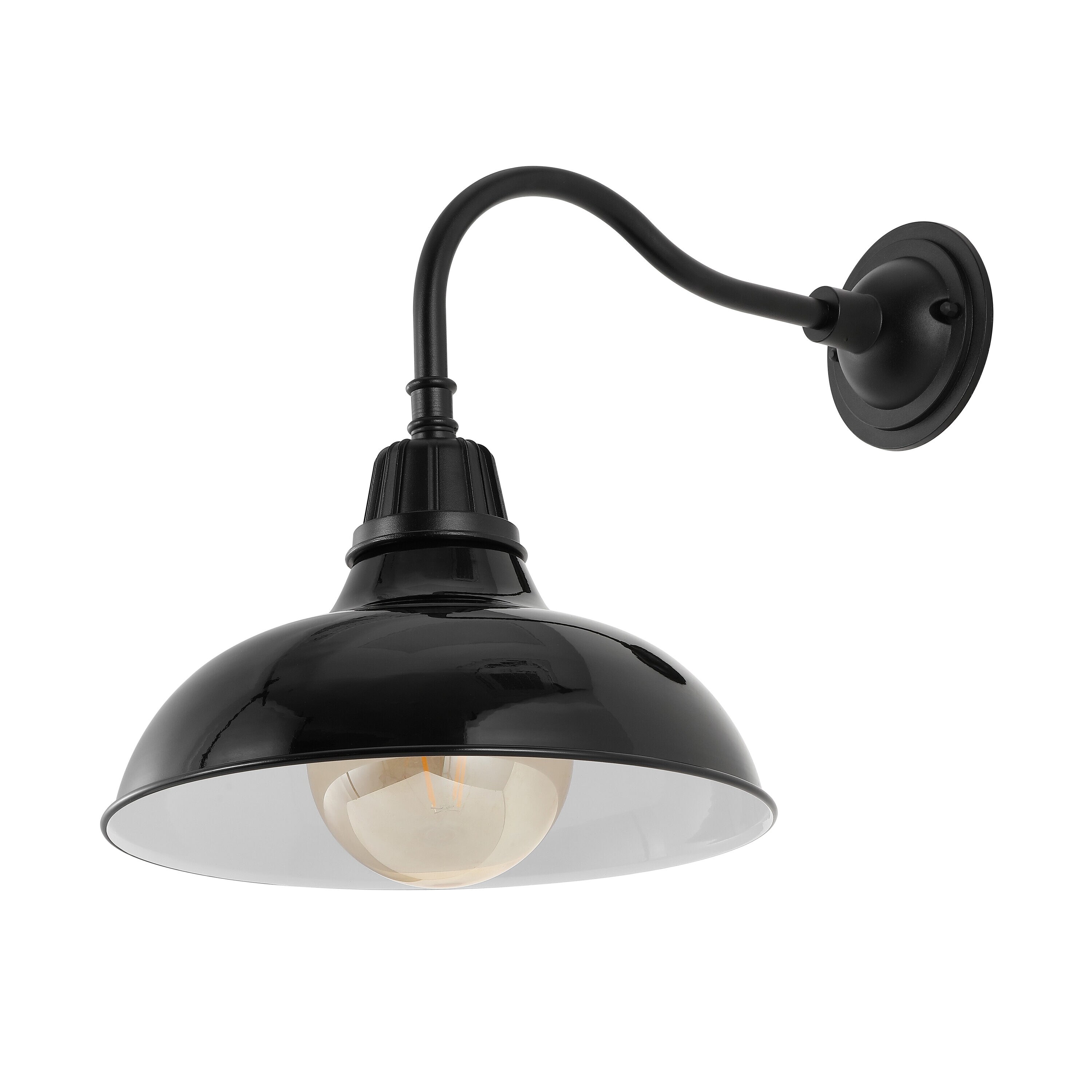Aurora 12.25" Black Iron LED Gooseneck Arm Sconce