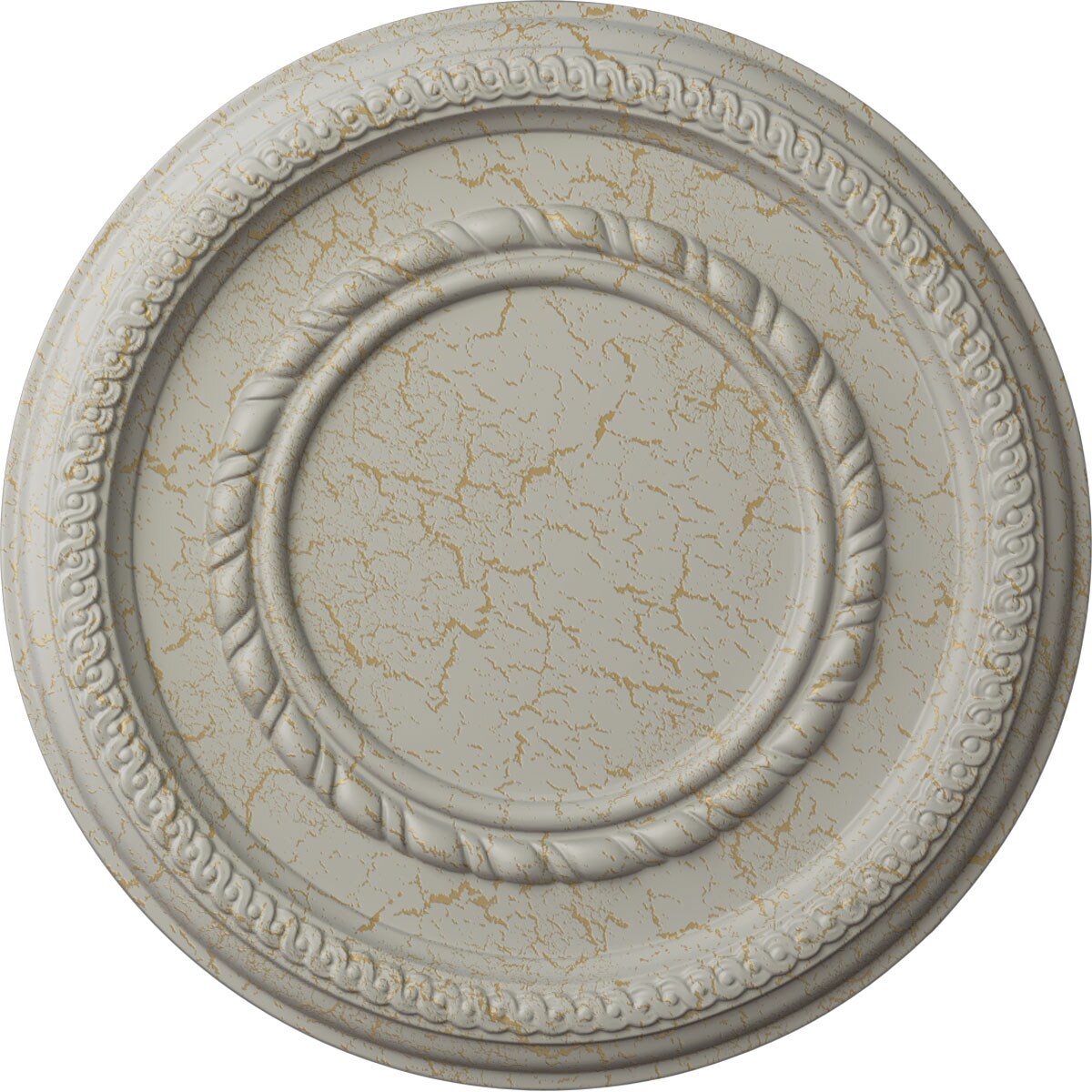 Ekena Millwork CM12FEPCC Federal Roped Small 12.5-in W x 12.5-in L Painted Pot Of Cream Crackle Polyurethane Whole Ceiling Medallion