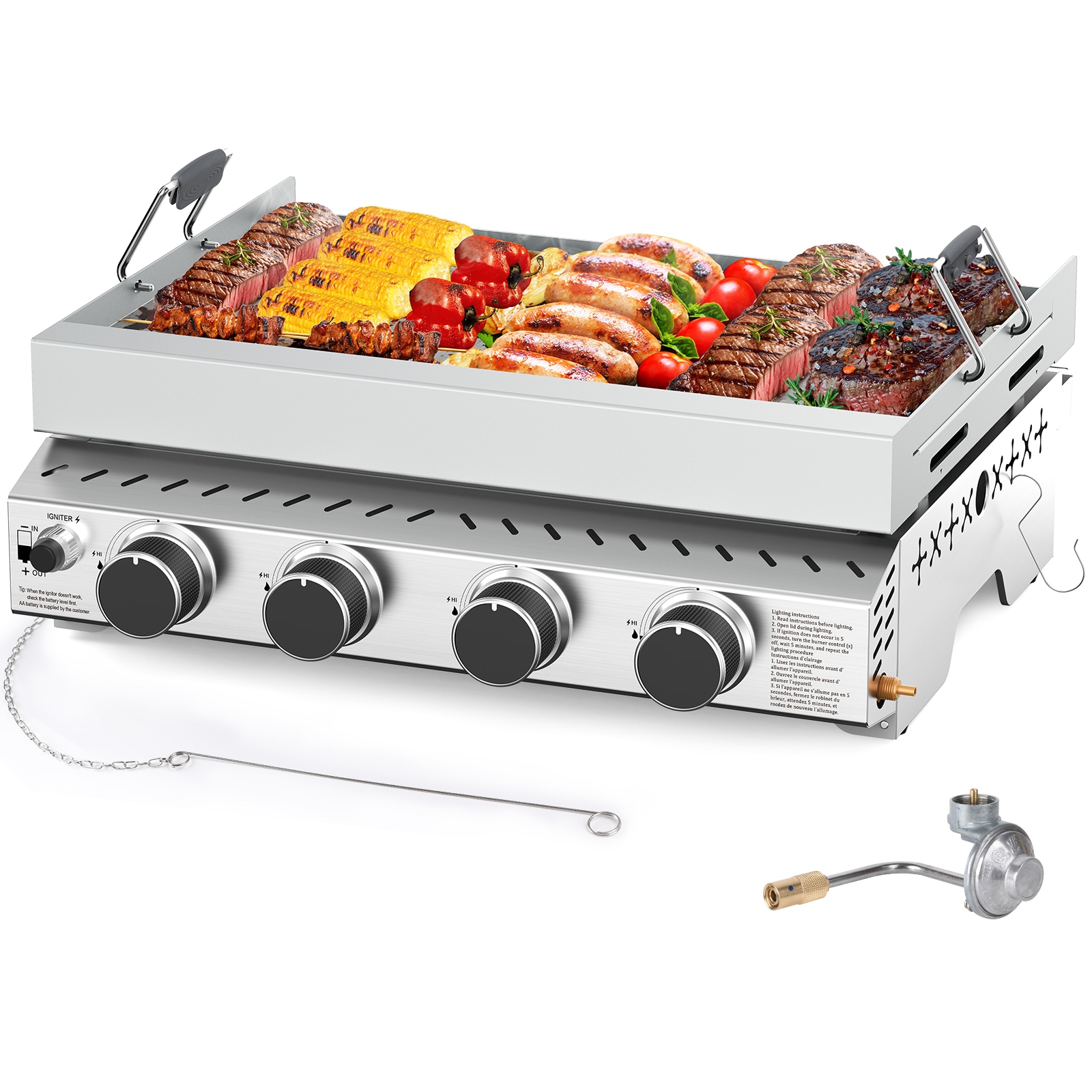 COWSAR LSE00040GDB0 435.42-Sq. in Stainless steel Portable Liquid propane Grill