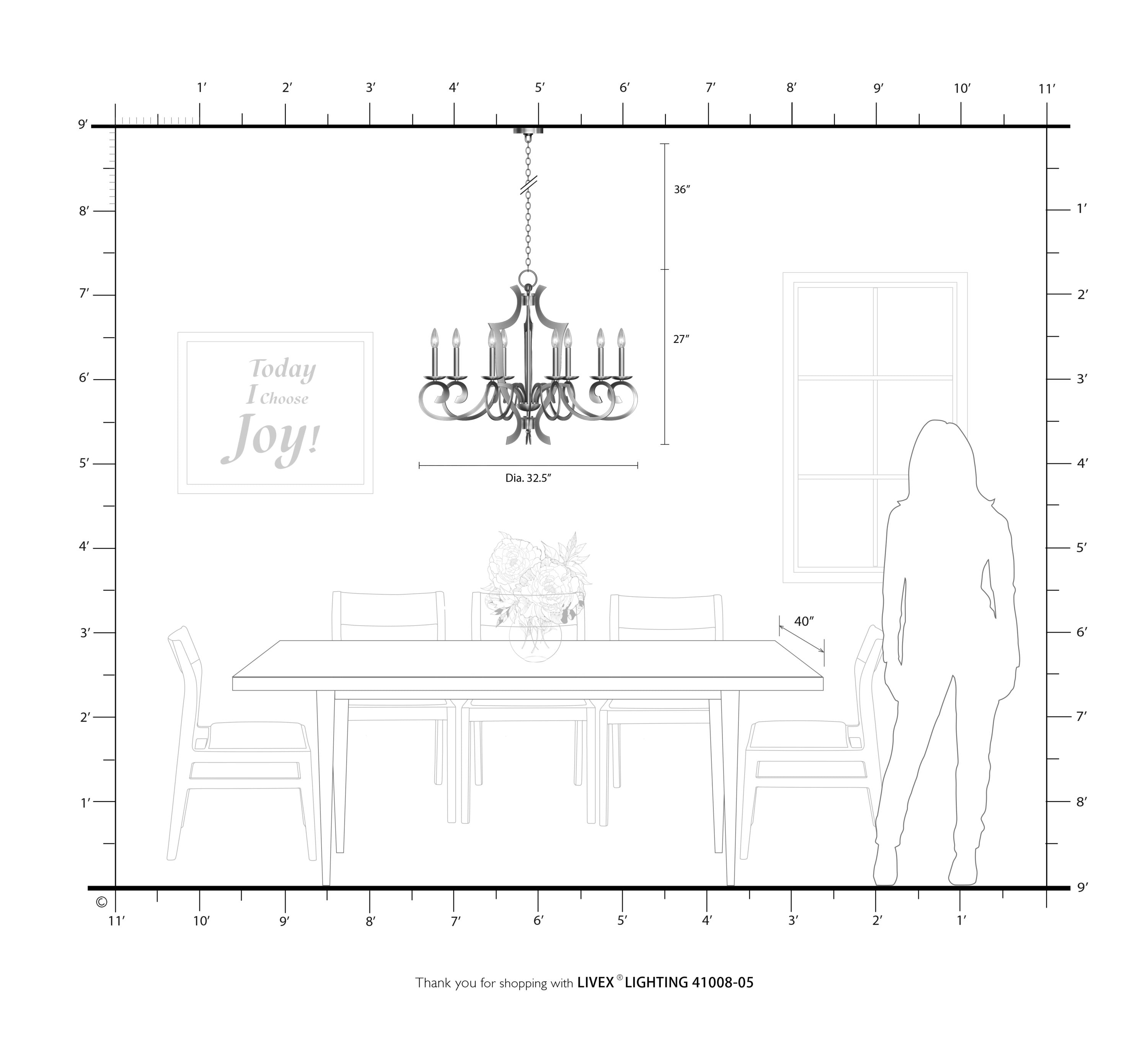 Aldrich 32.5" Polished Chrome 8-Light Candelabra Chandelier