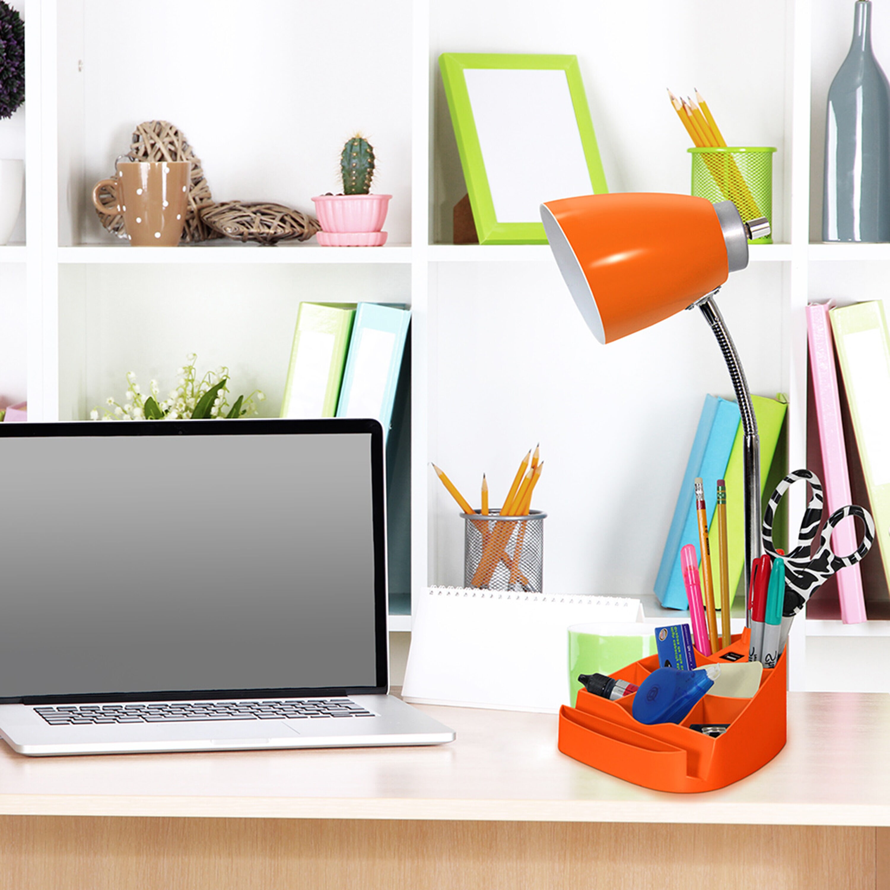 LimeLights LD1056-ORG 18.5-in Orange Swing-arm Desk Lamp with Plastic Shade