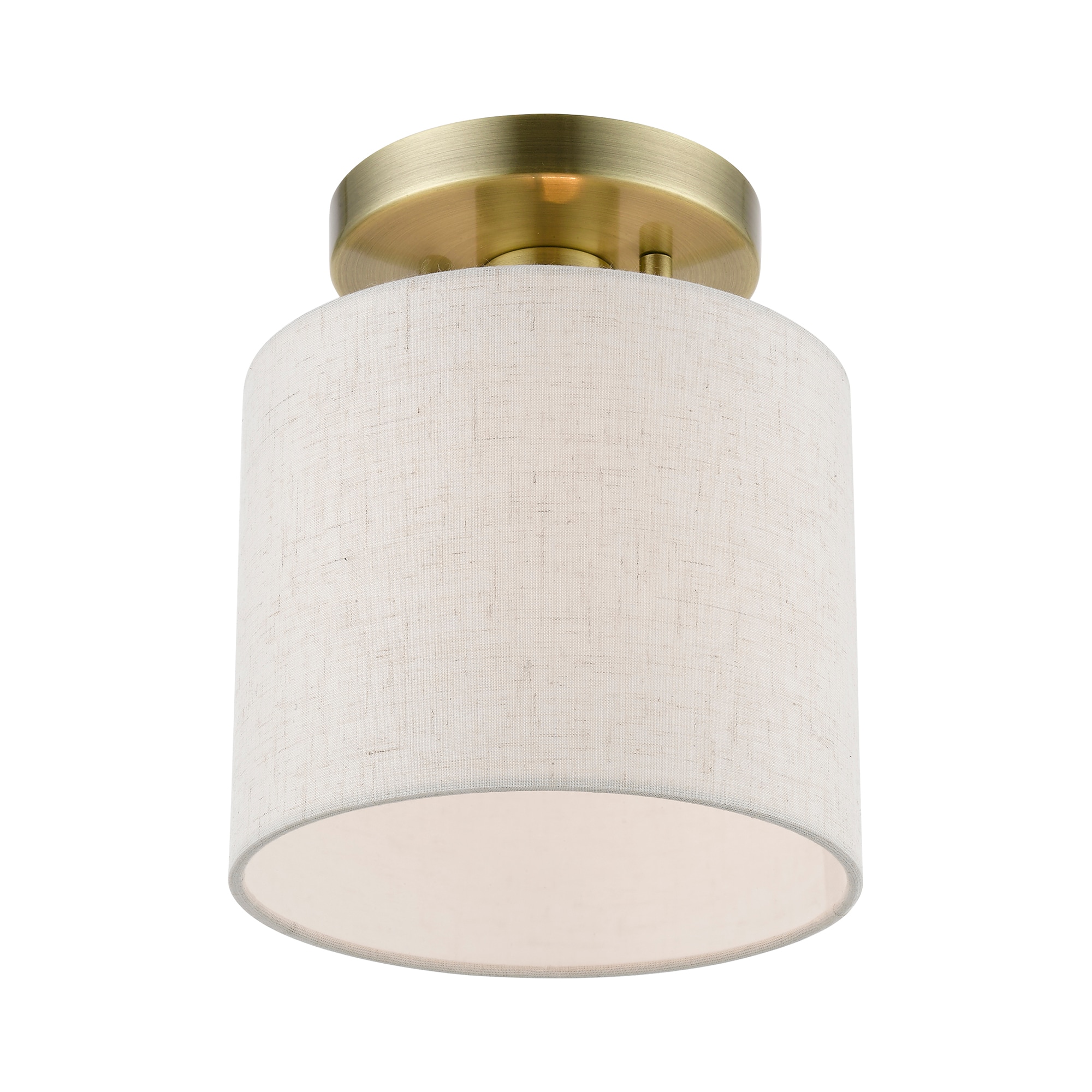 Antique Brass Petite Drum Semi-Flush Mount Light