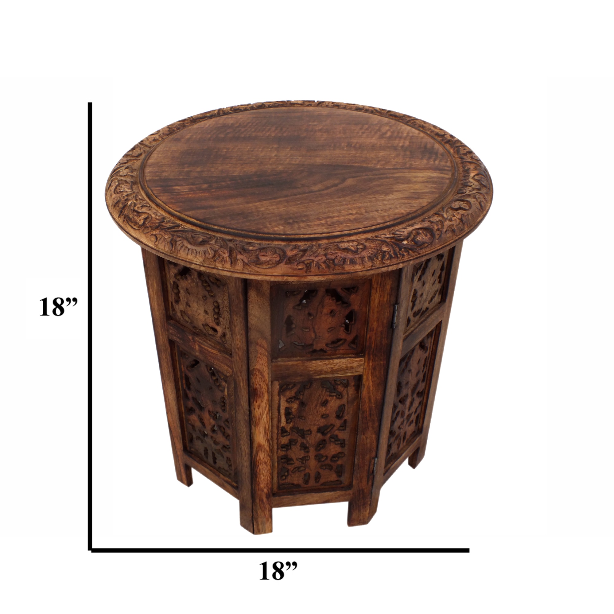 Elegant Dark Chocolate Mango Wood 18" Folding Accent Coffee Table