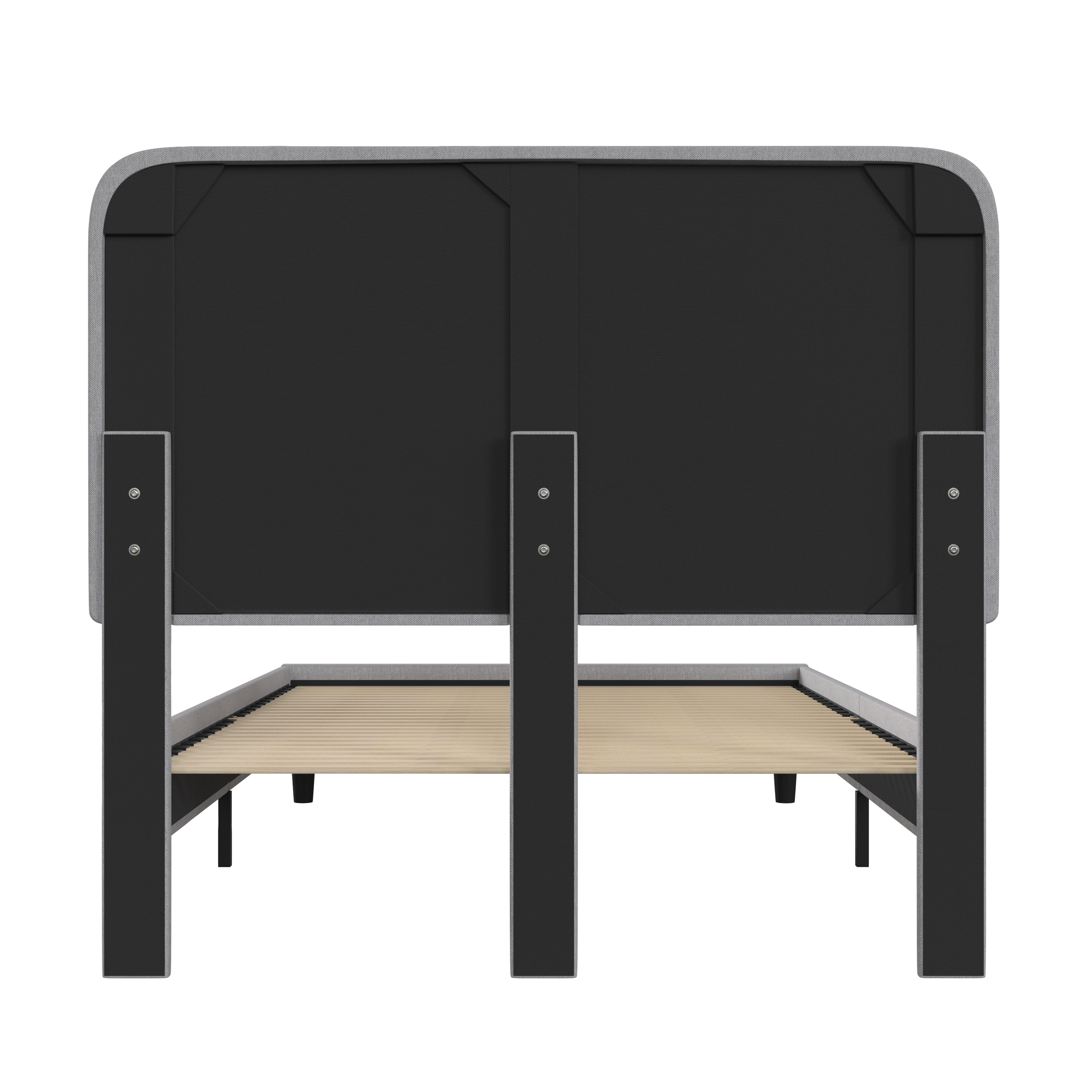 Addison Full Double Light Grey Upholstered Platform Bed with Rounded Headboard
