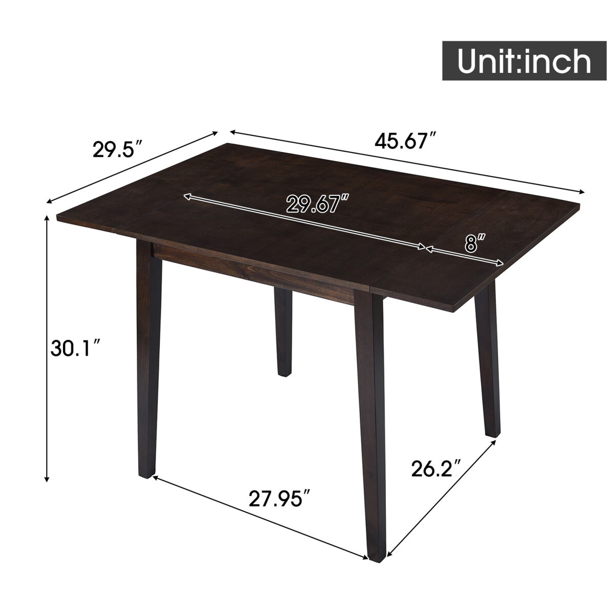 Coolbibila 29 to 45 -in Espresso Extendable Wood Dining Table ...
