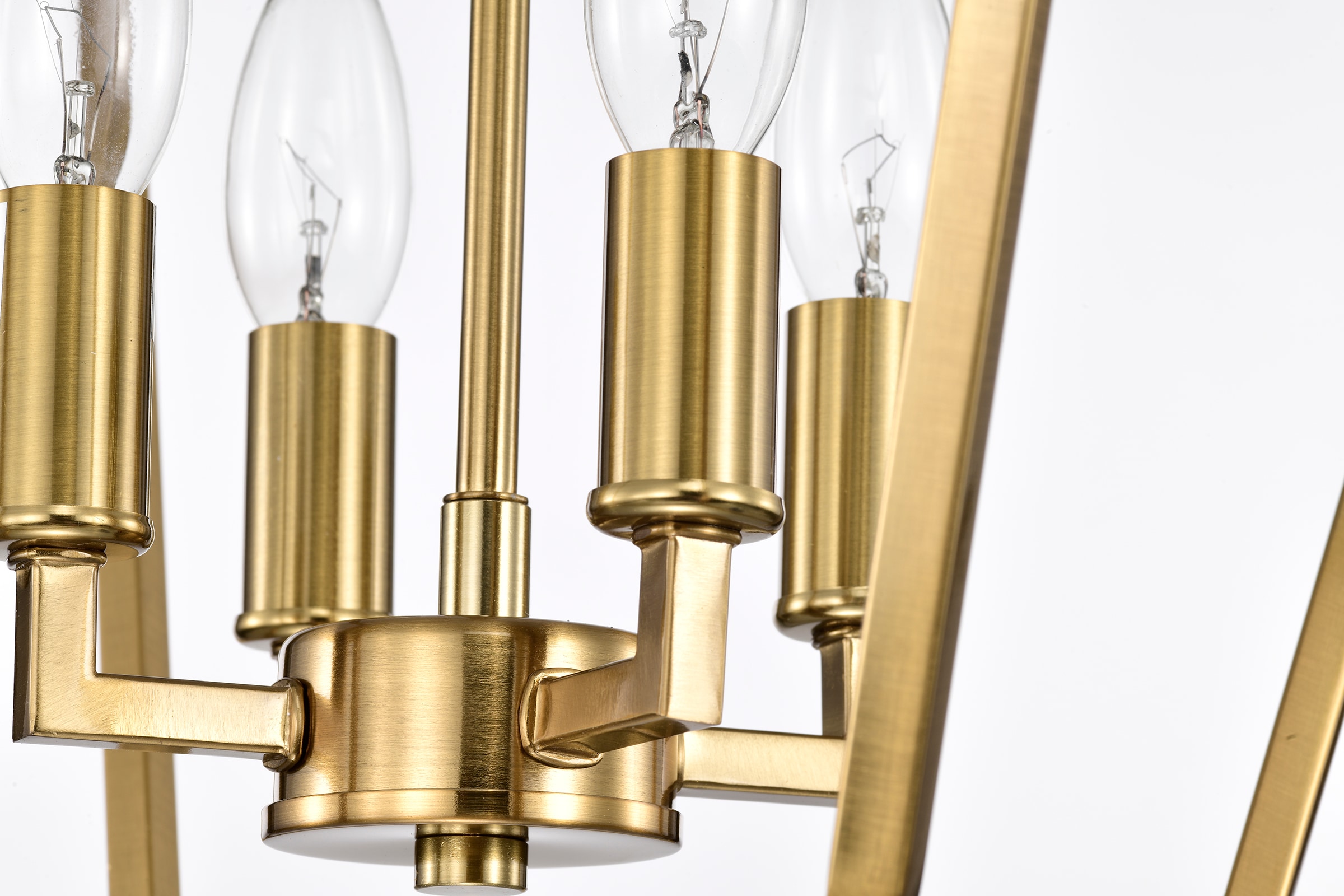 Gold Geometric Lantern Pendant Light with Glass Shades