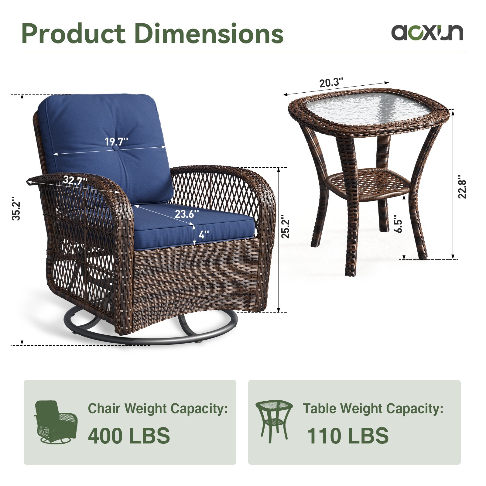 AOXUN PA-120BR07 Patio-Conversation-Sets - View #4
