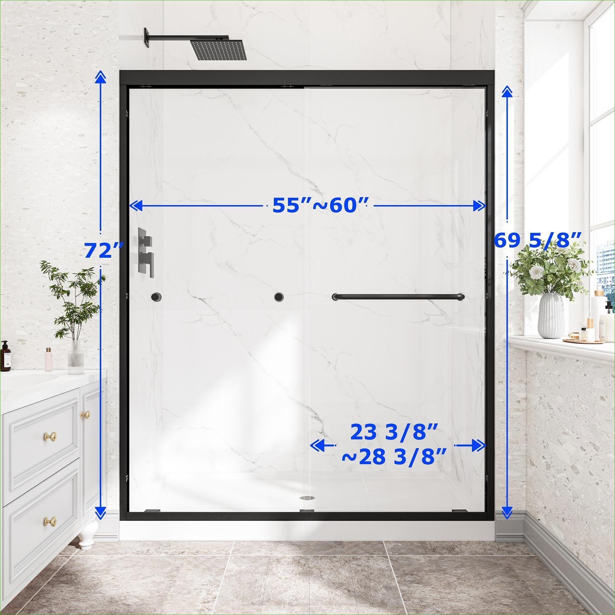 Watnature Tempered Glass 55-60 Inch W times 72 Inch H Double Bypass ...