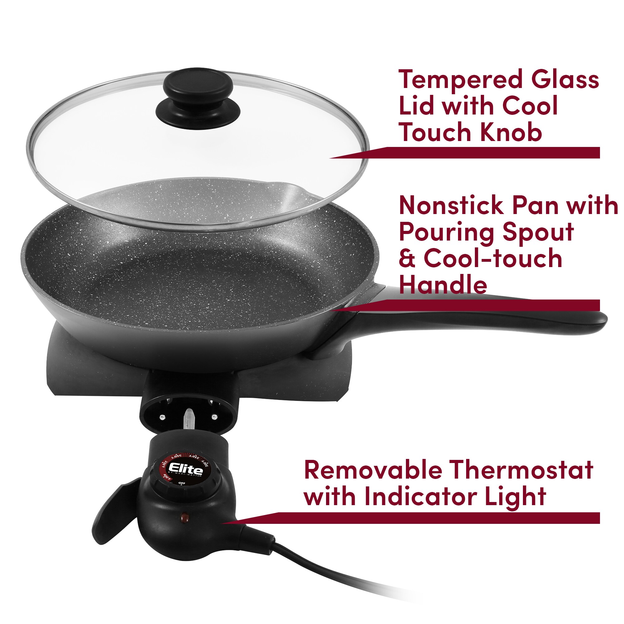  Kenmore Non-Stick Electric Skillet with Tempered Glass