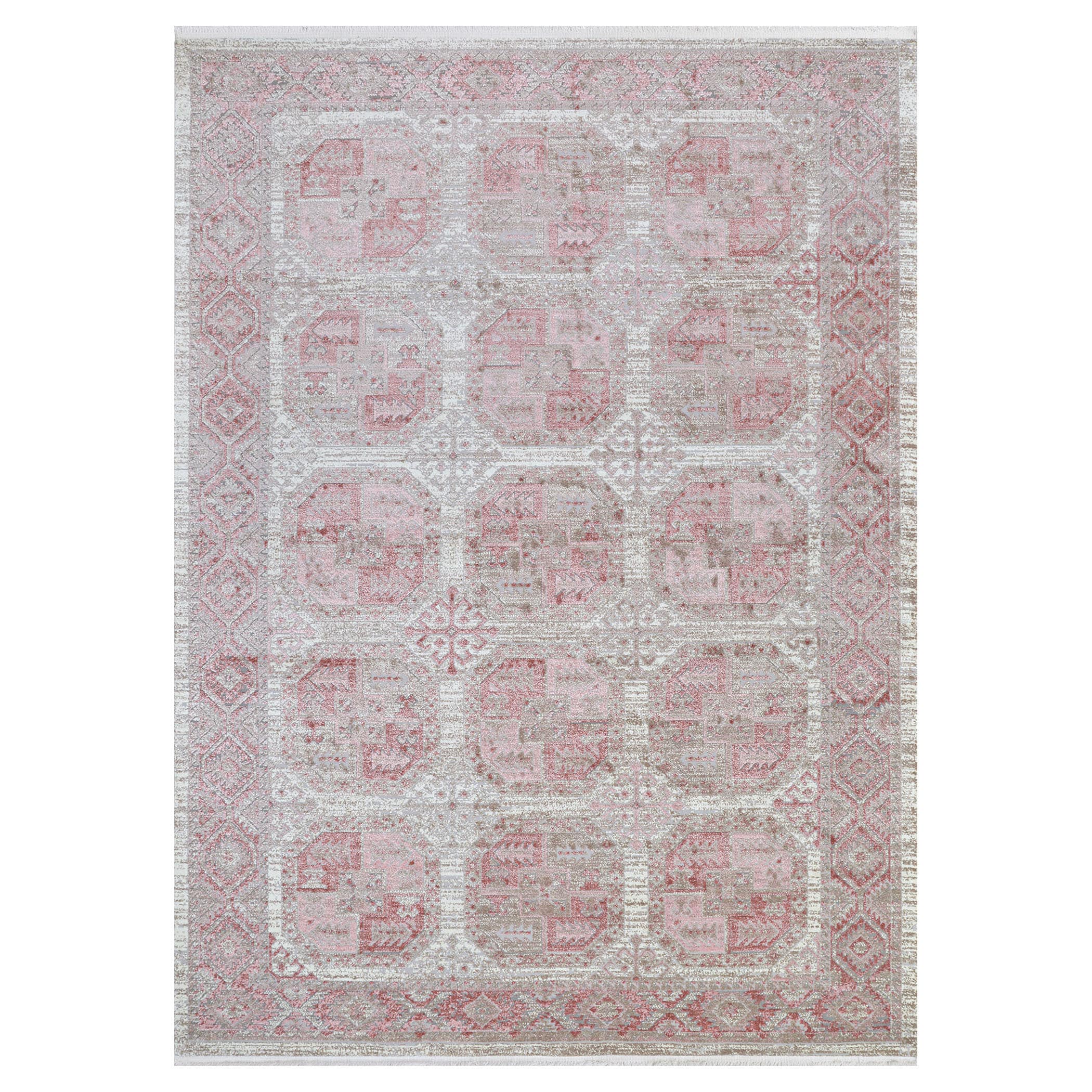 Couristan 25310255311511T Marblehead 4 x 6 (ft) Loomed Polypropylene Rustic Pink Rectangular Indoor Floral/Botanical Area rug