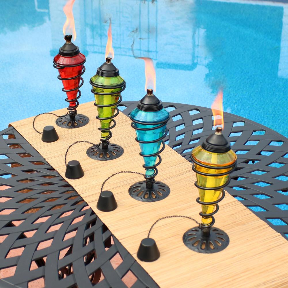 Sunnydaze Decor WKO-153-2PK 8 -Pack 11.50 Inches Multi-Color Glass Citronella Garden torch