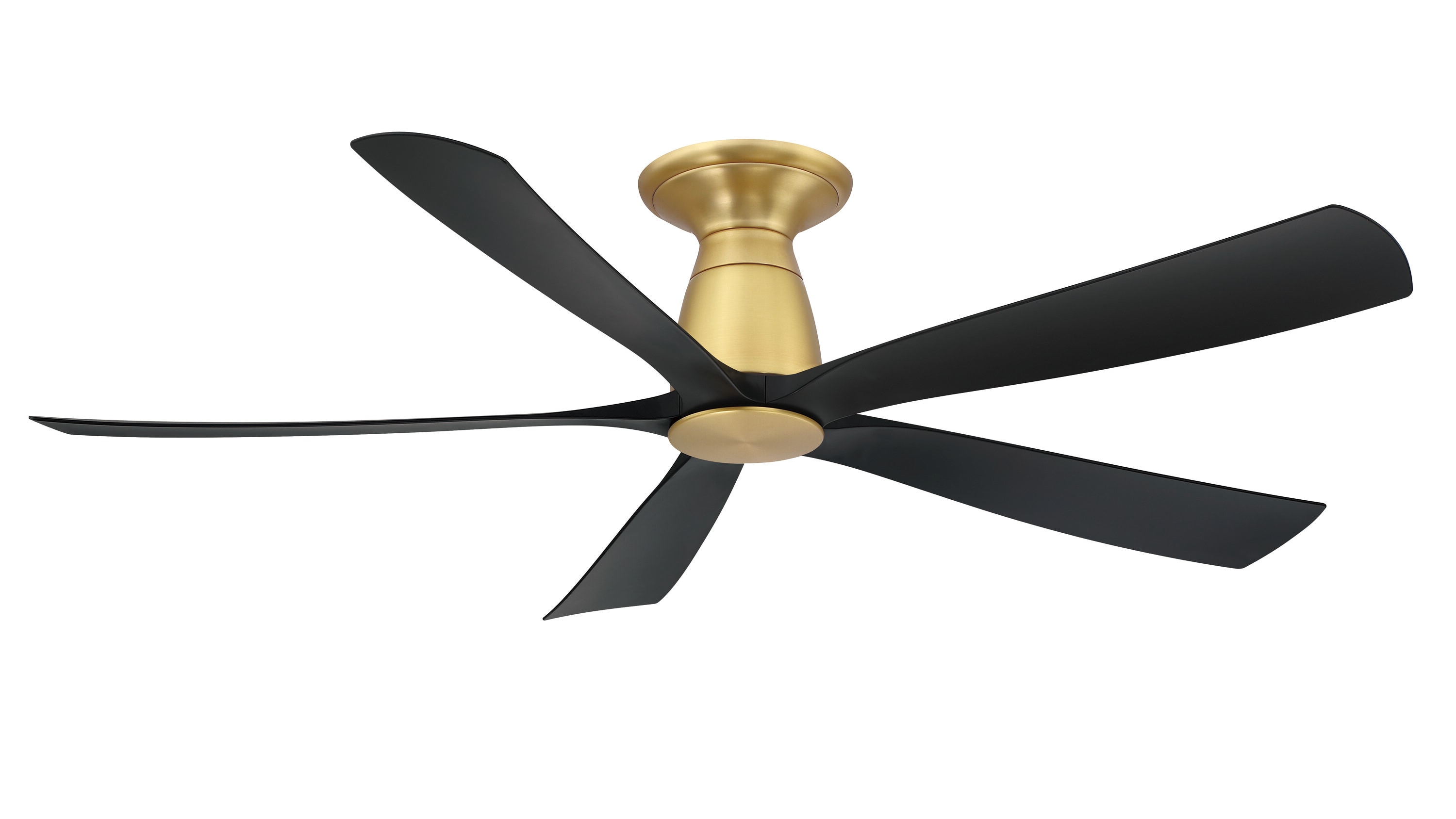 Fanimation Kute5 52-in Brushed Satin Brass with Black Blades Indoor/Outdoor Flush Mount Smart Ceiling Fan Light Kit Compatible and Remote (5-Blade) FPD5534BSBL-F Sansujyuku sansujyuku.com